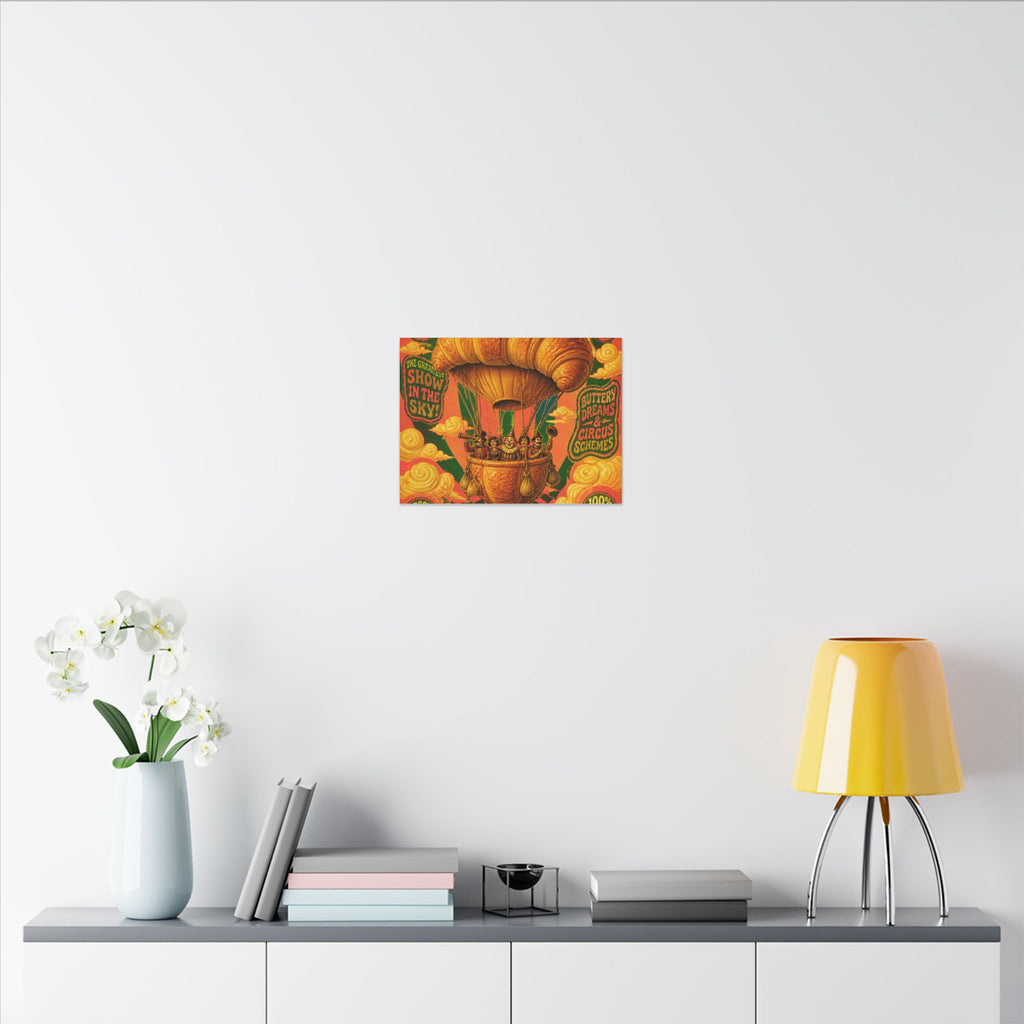 Croissant Hot Air Balloon Wall Art Canvas 24×36 Psychedelic Dining Room Decor Maximalist Print