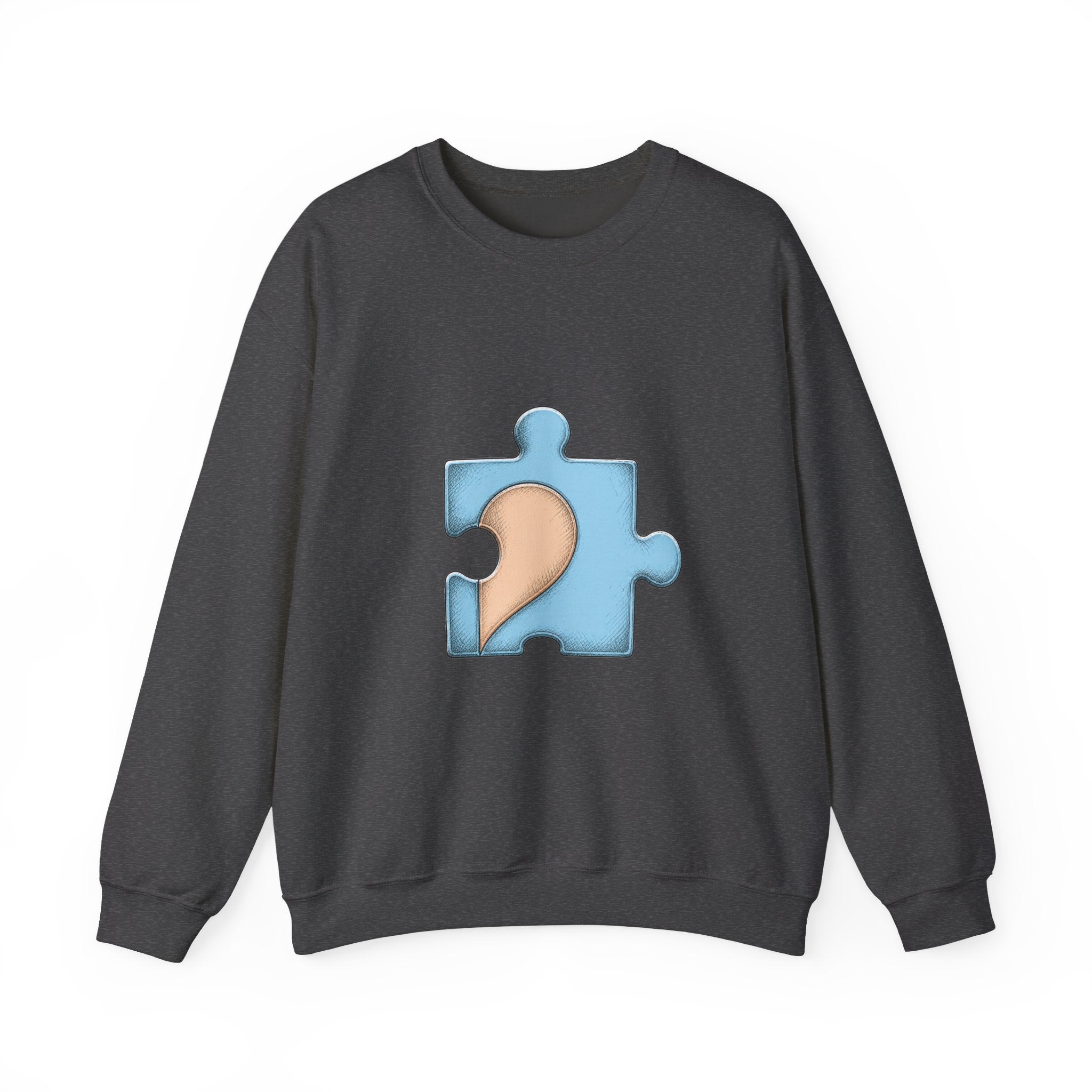 Matching Couple Sweatshirt - Puzzle Pieces Matching Couple Crewneck Sweatshirt Hand-Drawn Art His Hers Best Friend Gift - Design B