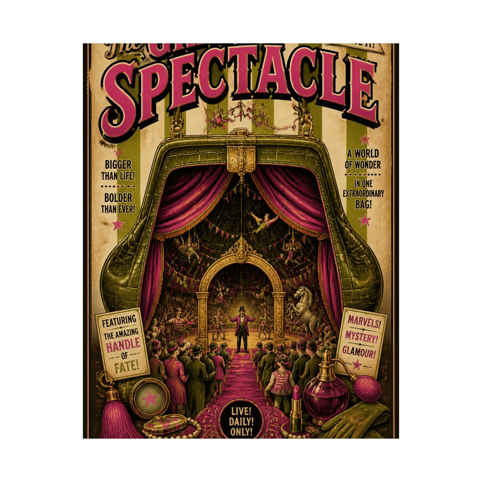 Handbag Big Top Wall Art Poster 18×24 Vintage Circus Kitchen Decor Maximalist Print