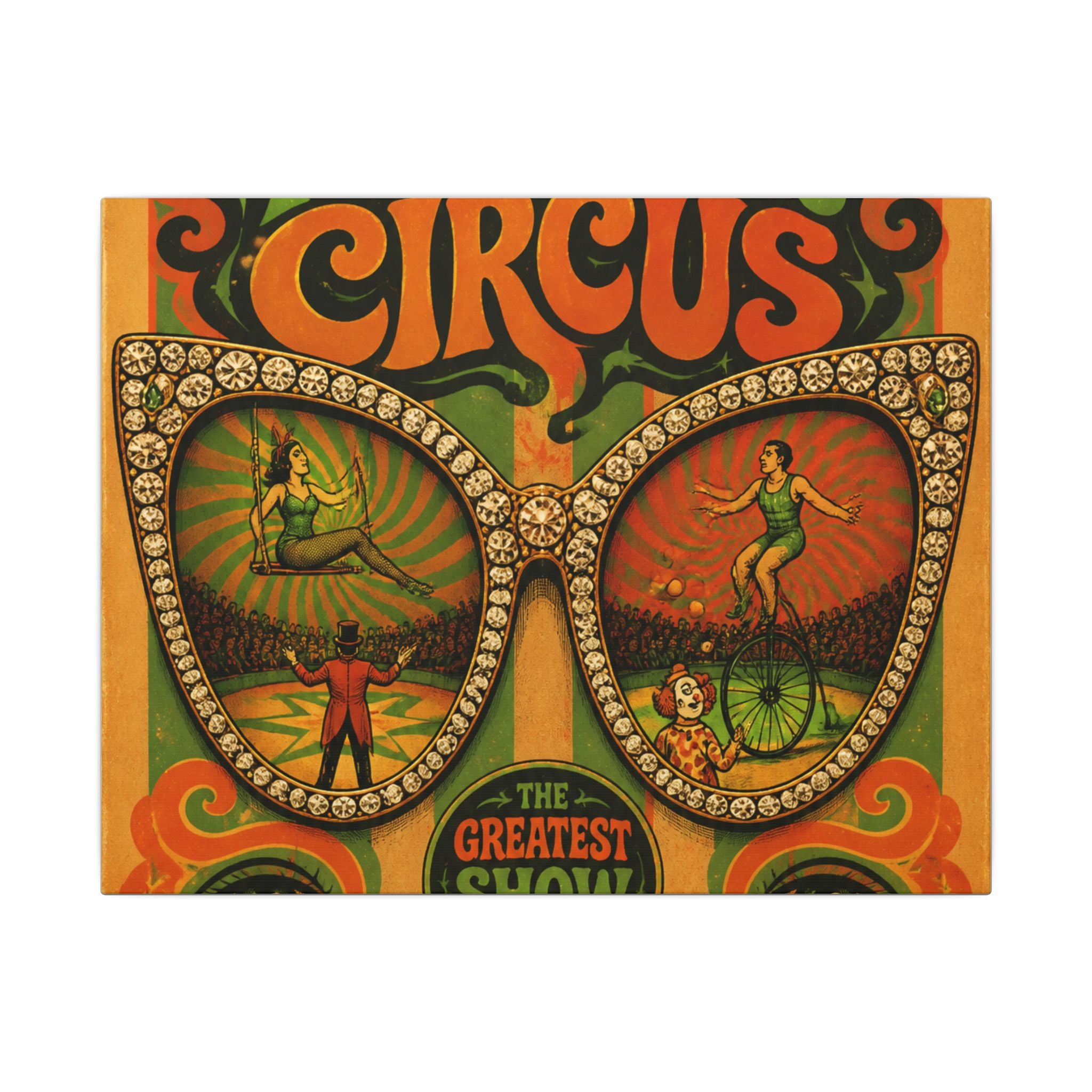 Sunglasses Circus Ring Wall Art Canvas 24×36 Psychedelic Dining Room Decor Maximalist Print