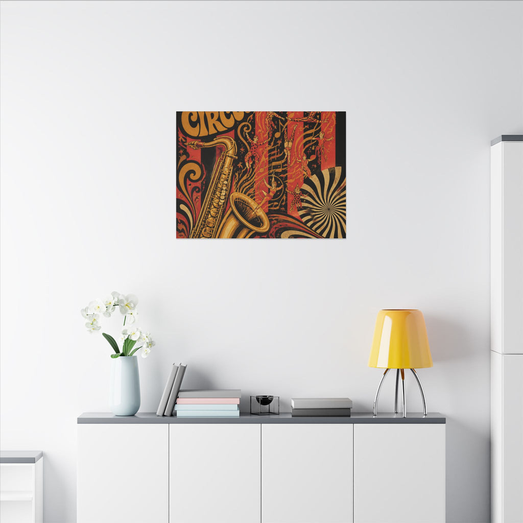 Saxophone Music Circus Wall Art Canvas 16×20 Psychedelic Cafe Decor Maximalist Print