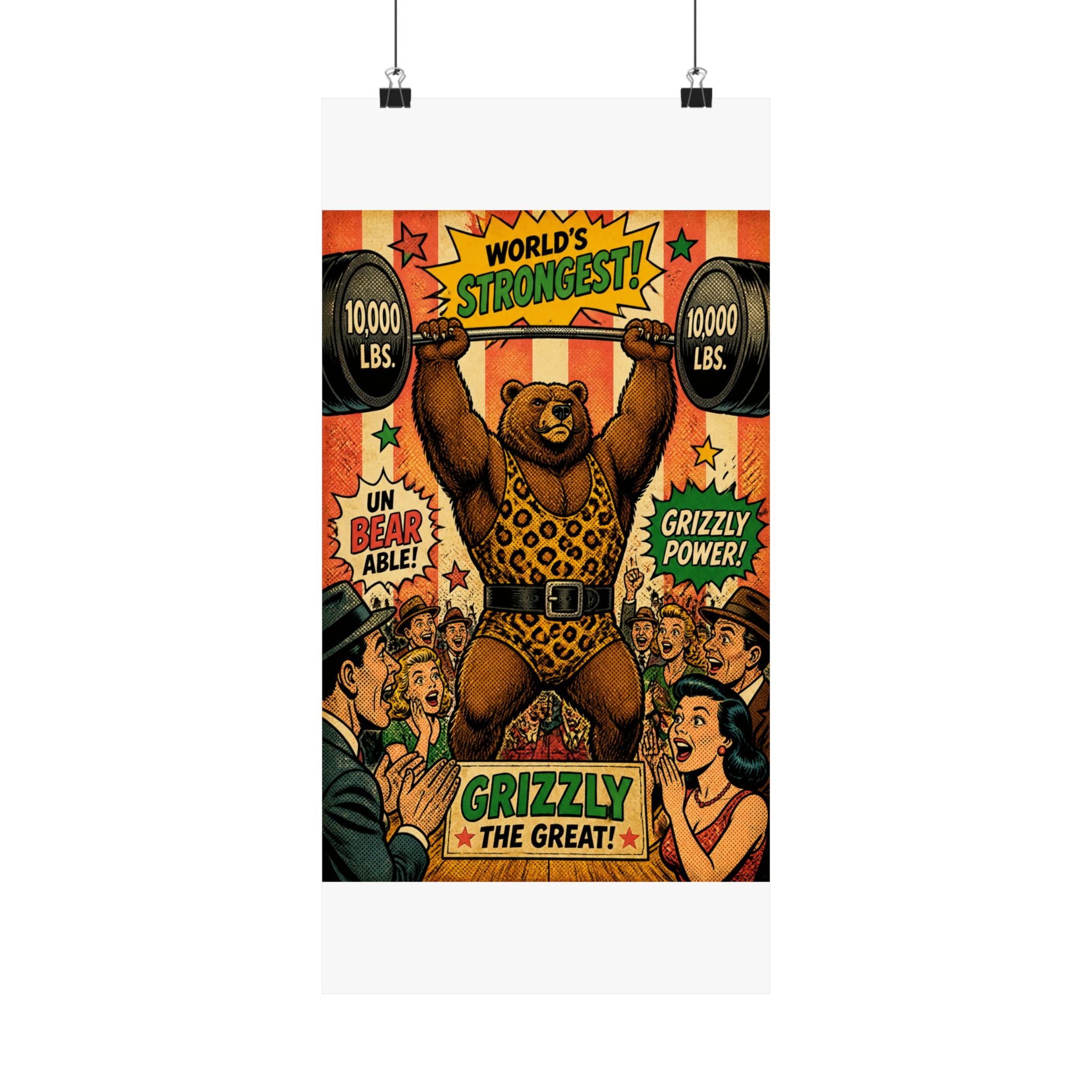 Strongman Bear Wall Art Poster 24×36 Pop Art Restaurant Decor Maximalist Print