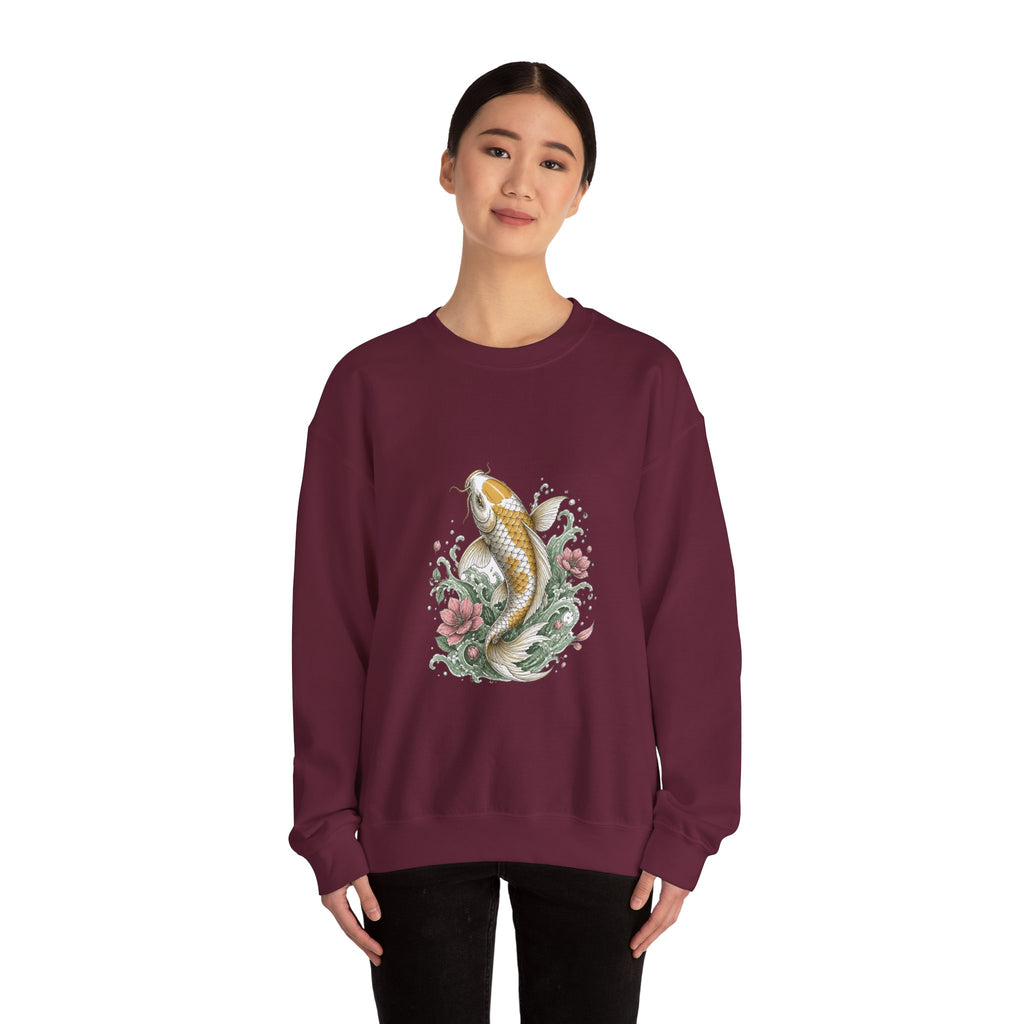 Matching Couple Sweatshirt - Koi Fish Yin Yang Matching Couple Premium Fleece Sweatshirt Hand-Drawn Art His Hers Anniversary Gift - Design A