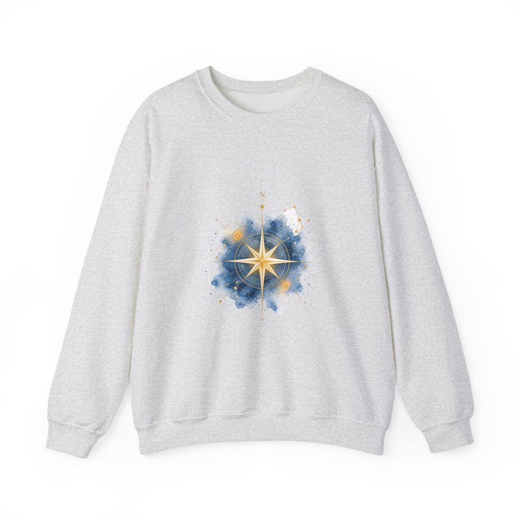 Matching Couple Sweatshirt - Shooting Star & North Star Matching Couple Comfort Colors Crew Watercolor Art His Hers Birthday Gift - Design B