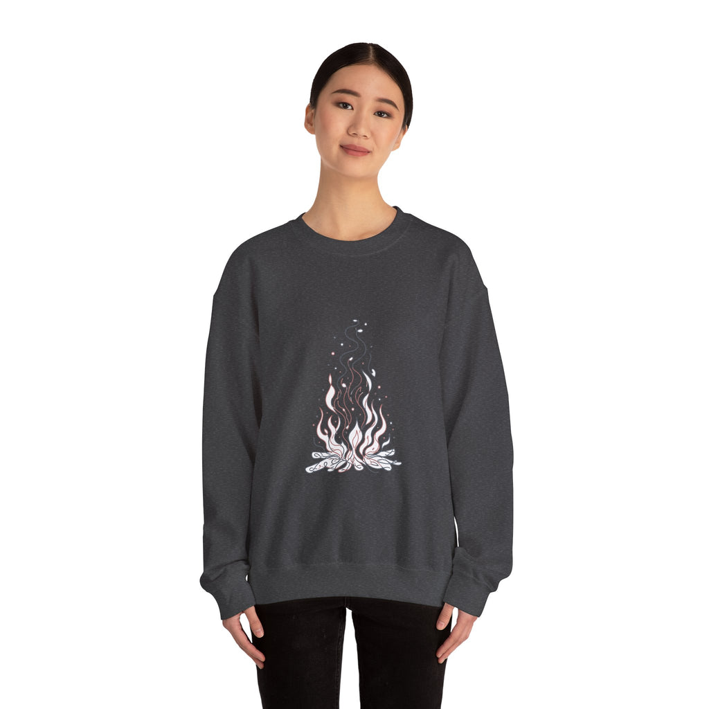 Matching Couple Sweatshirt - Wildfire & Waterfall Matching Couple Crewneck Sweatshirt Minimalist Art His Hers Valentine Gift - Design A