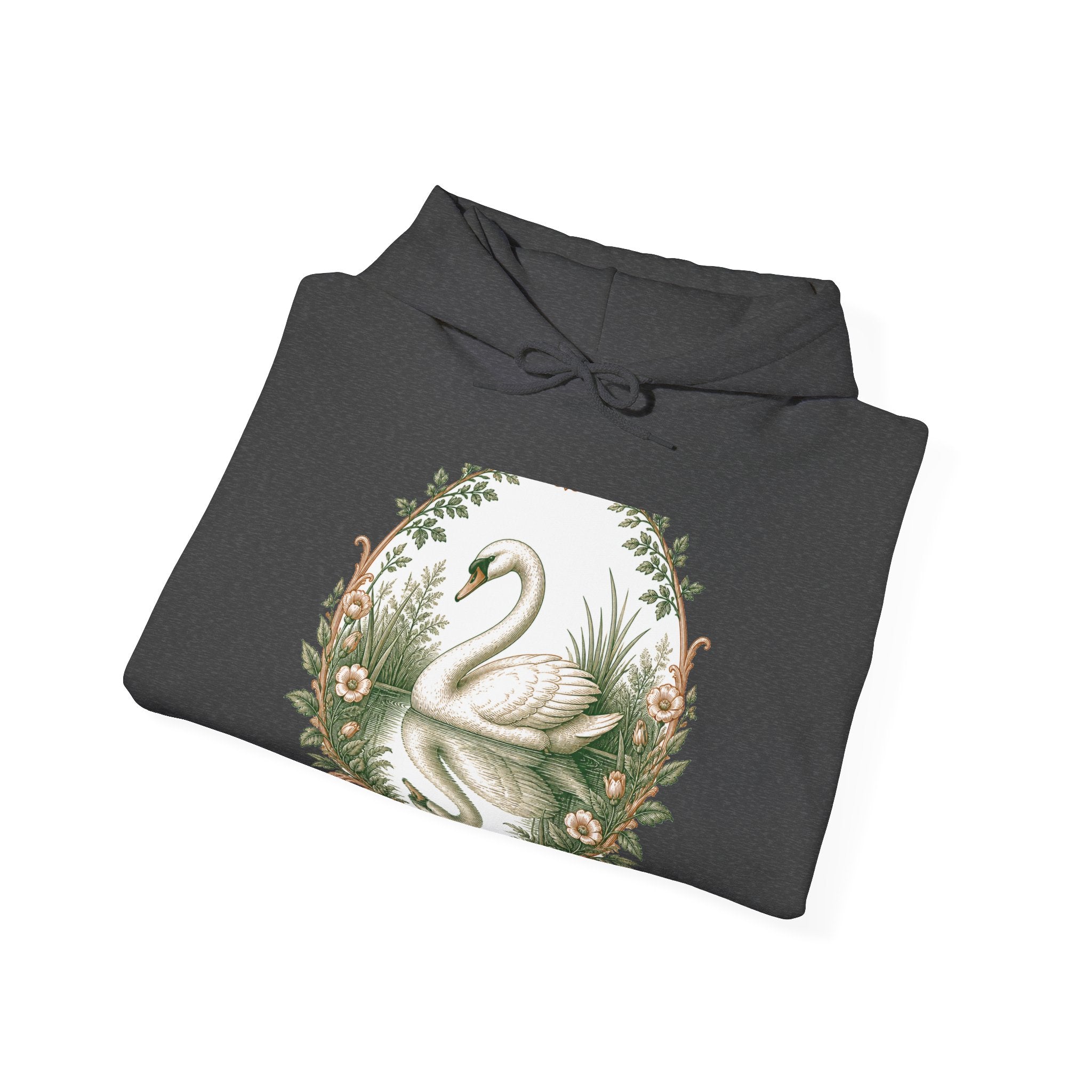 Matching Couple Sweatshirt - Raven & Swan Matching Couple Hooded Sweatshirt Vintage Art His Hers Wedding Gift - Design B