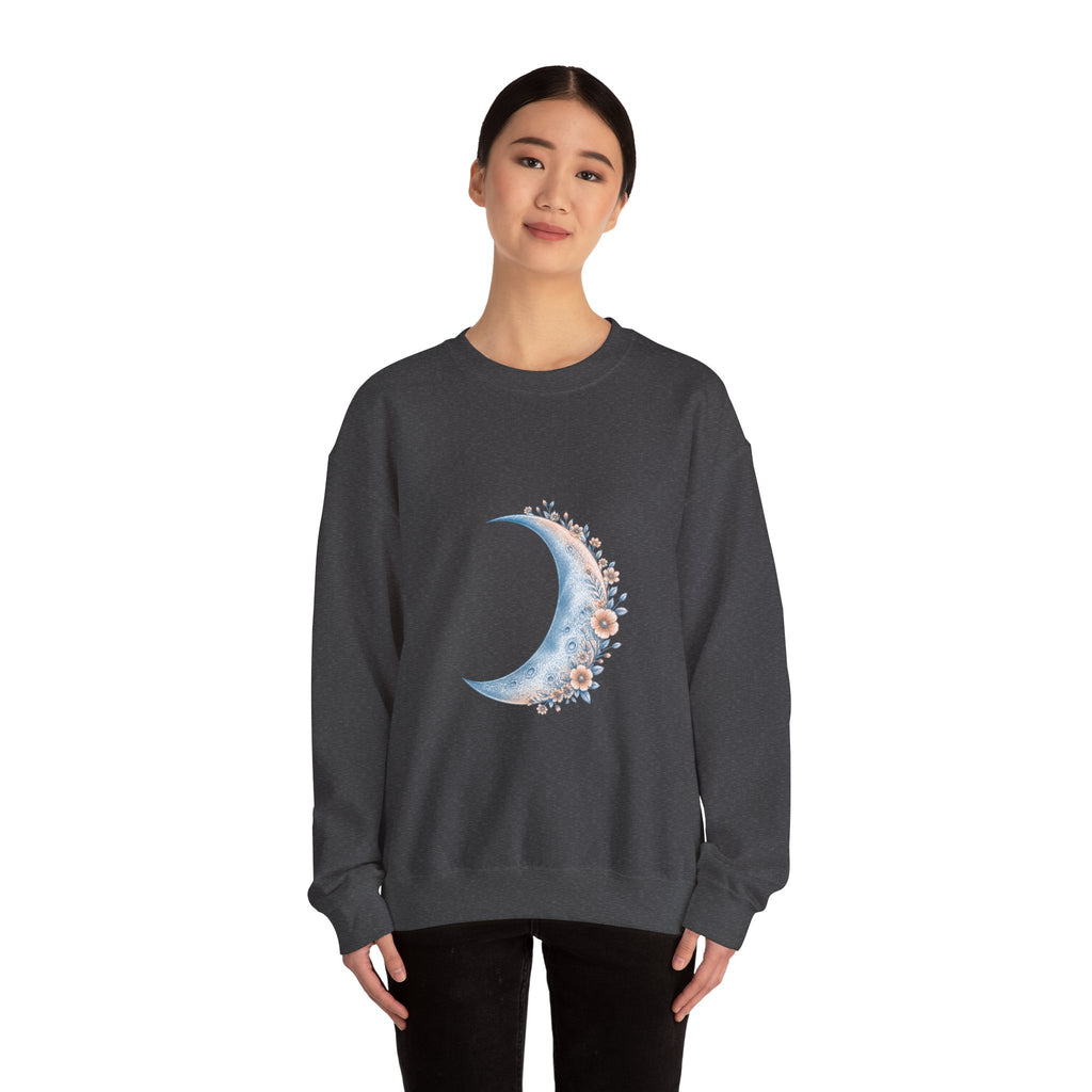 Matching Couple Sweatshirt - Waxing & Waning Moon Matching Couple Crewneck Sweatshirt Vintage Art His Hers Wedding Gift - Design A