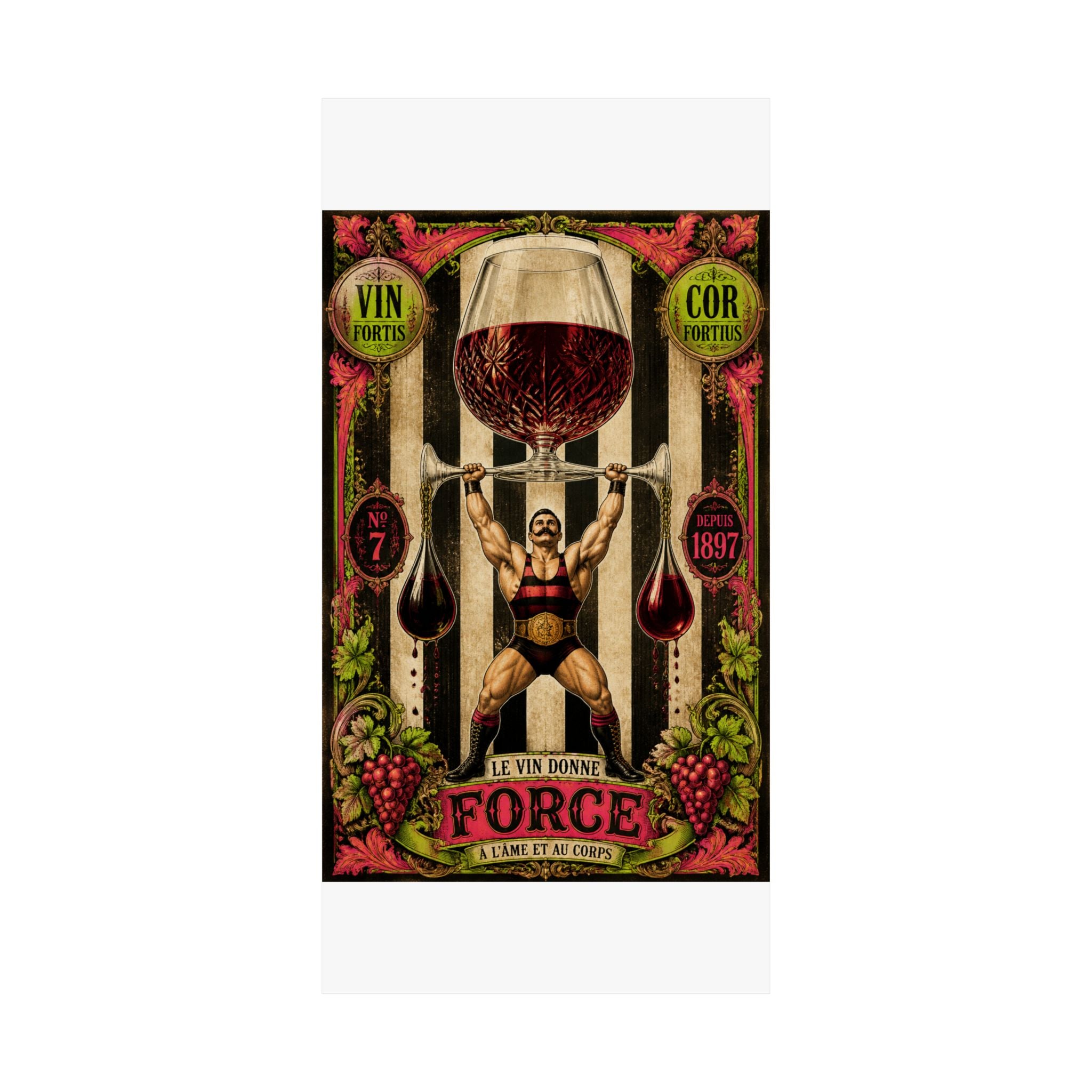 Wine Glass Strongman Wall Art Poster 24×36 Baroque Studio Decor Maximalist Print