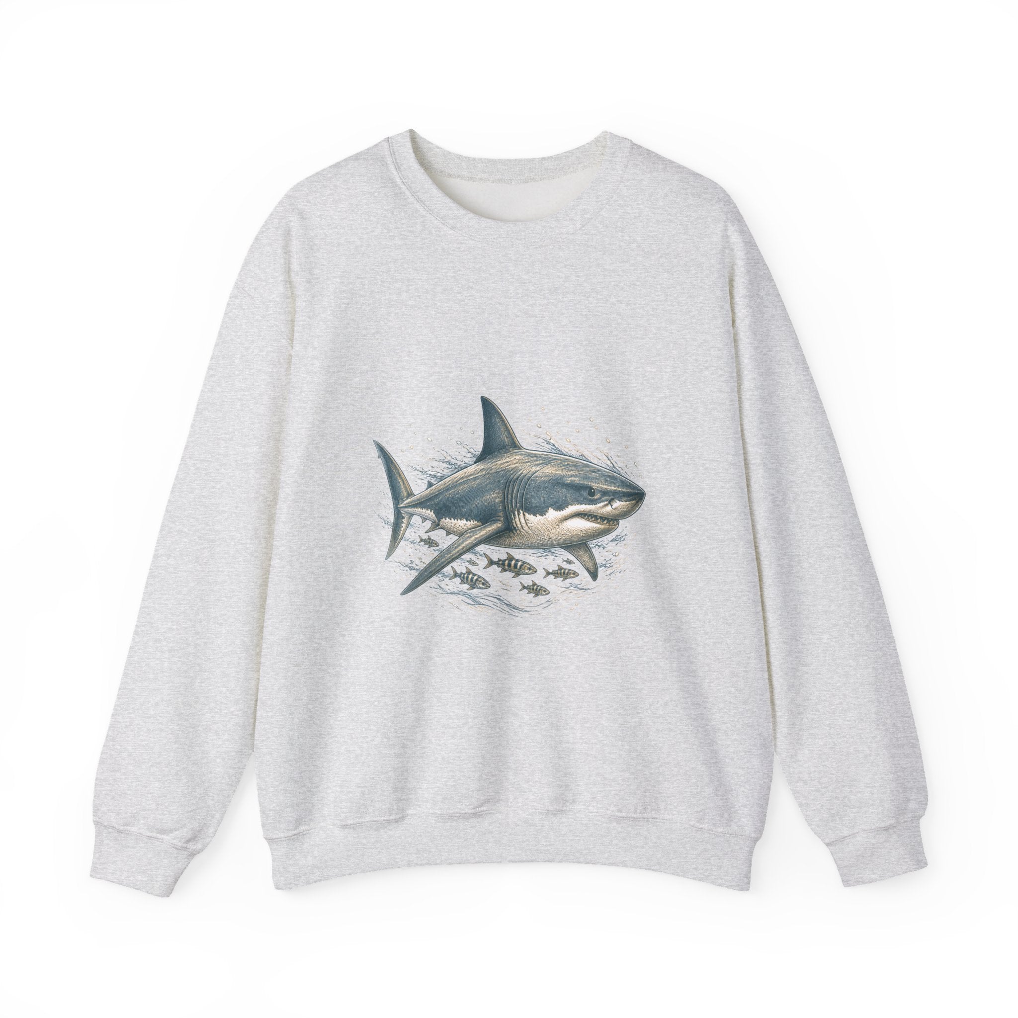Matching Couple Sweatshirt - Shark & Dolphin Matching Couple Premium Fleece Sweatshirt Hand-Drawn Art His Hers Anniversary Gift - Design A