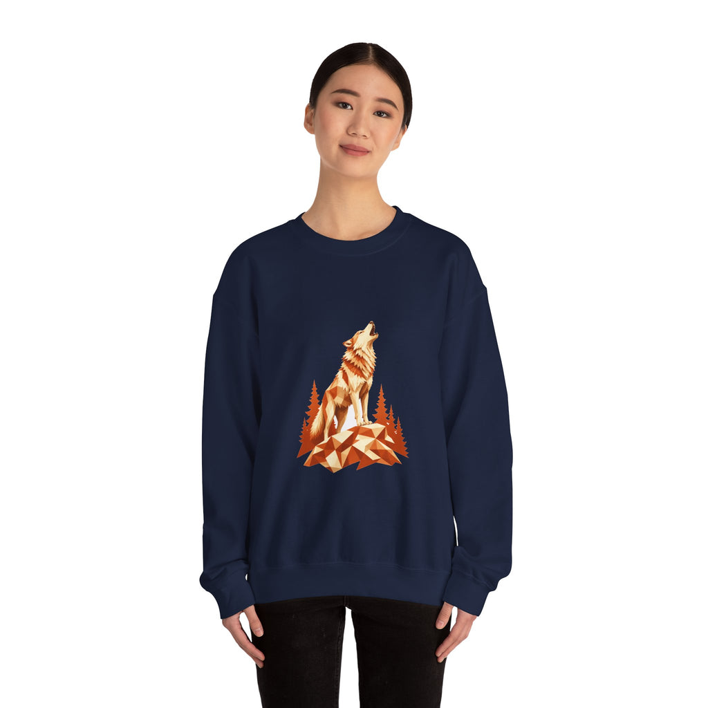 Matching Couple Sweatshirt - Wolf & Dove Matching Couple Crewneck Sweatshirt Geometric Art His Hers Couple Gift - Design A