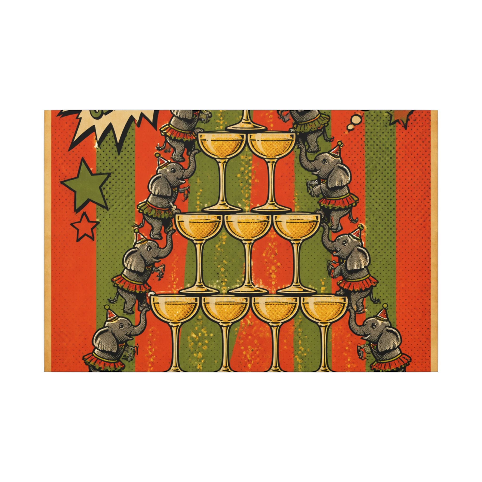 Champagne Tower Elephants Wall Art Canvas 16×20 Pop Art Living Room Decor Maximalist Print