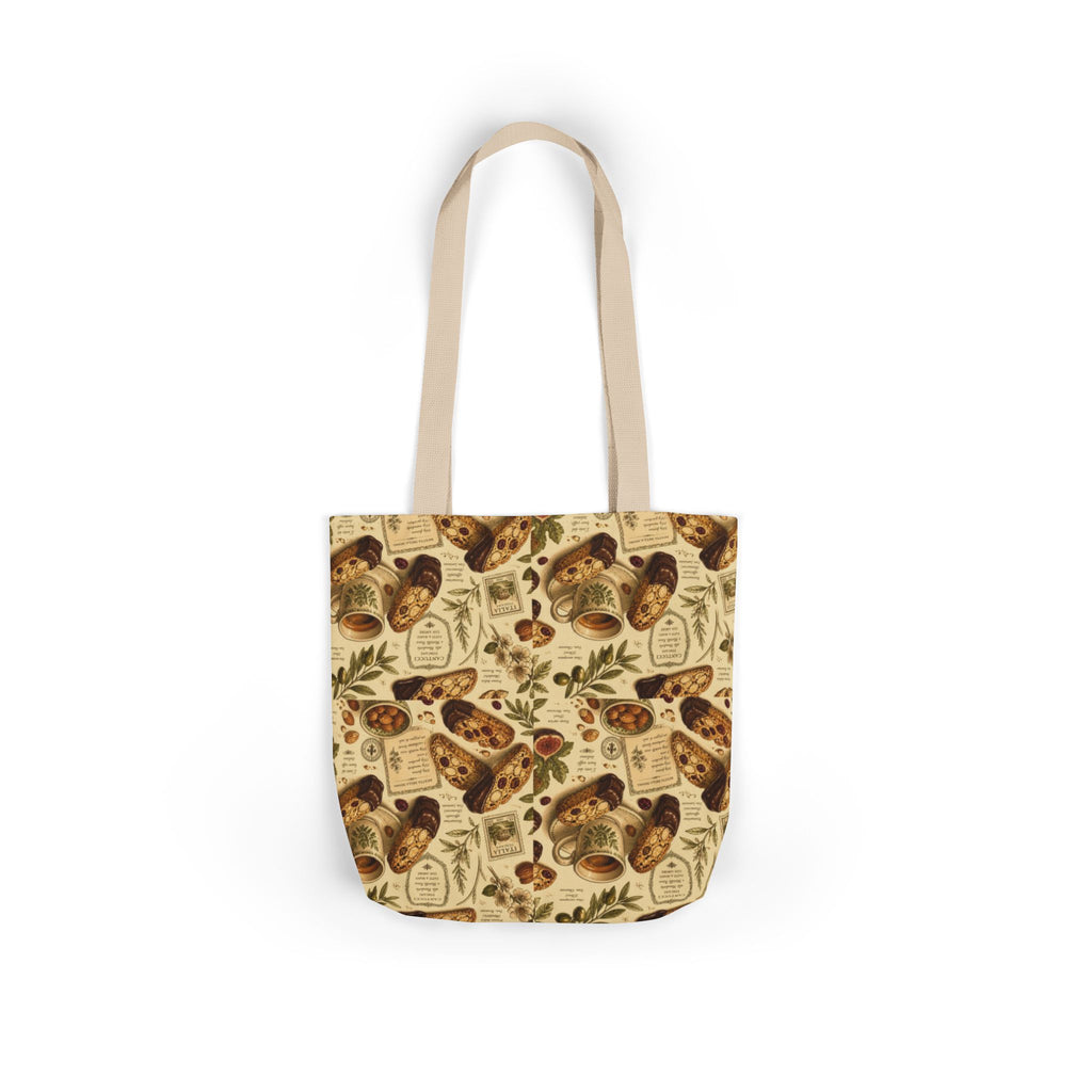Almond Biscotti Canvas Tote Bag Mediterranean Kitchen Botanical Design Italian Cottagecore Gift