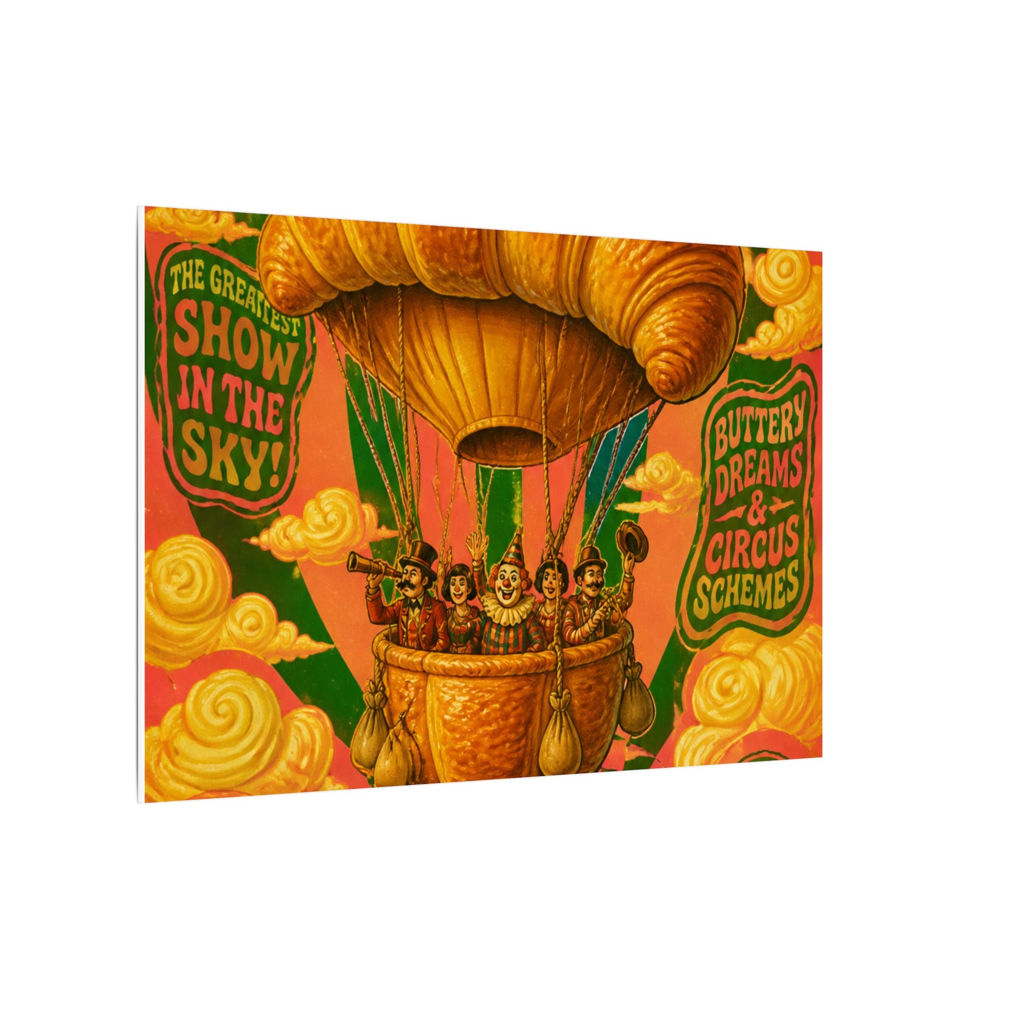 Croissant Hot Air Balloon Wall Art Canvas 24×36 Psychedelic Dining Room Decor Maximalist Print