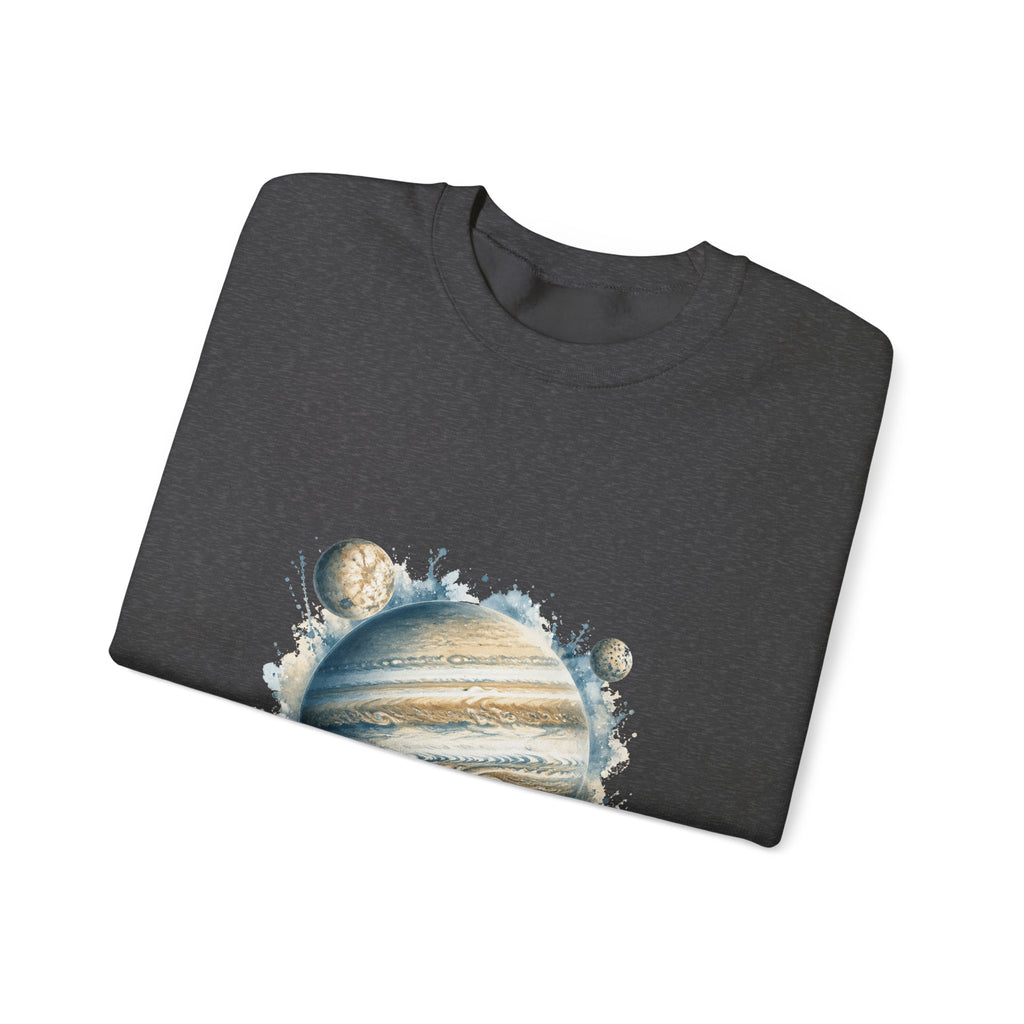 Matching Couple Sweatshirt - Saturn & Jupiter Matching Couple Crewneck Sweatshirt Watercolor Art His Hers Engagement Gift - Design B
