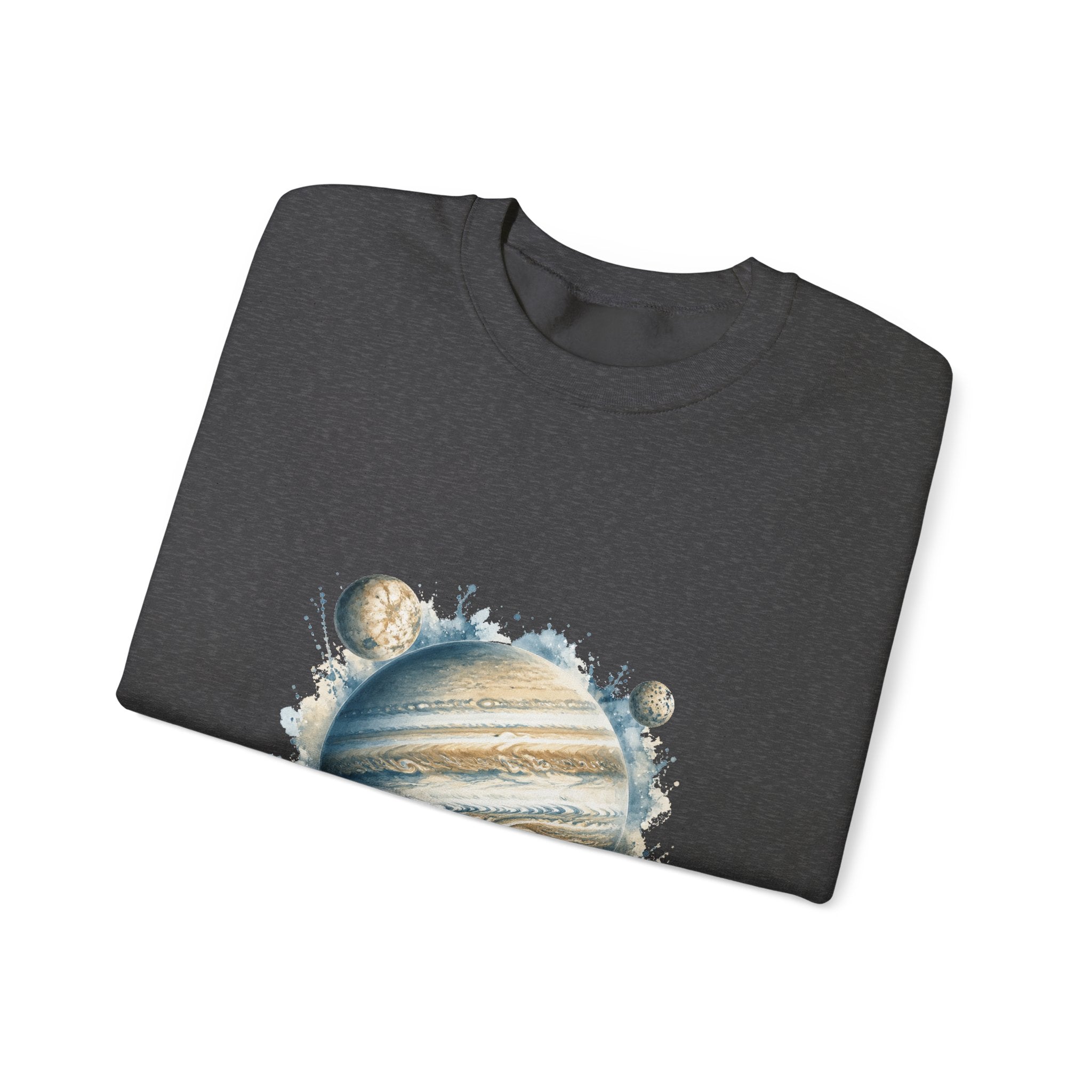 Matching Couple Sweatshirt - Saturn & Jupiter Matching Couple Crewneck Sweatshirt Watercolor Art His Hers Engagement Gift - Design B