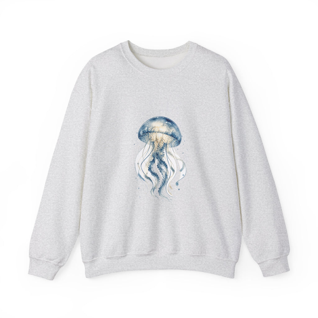 Matching Couple Sweatshirt - Octopus & Jellyfish Matching Couple Crewneck Sweatshirt Watercolor Art His Hers Engagement Gift - Design B