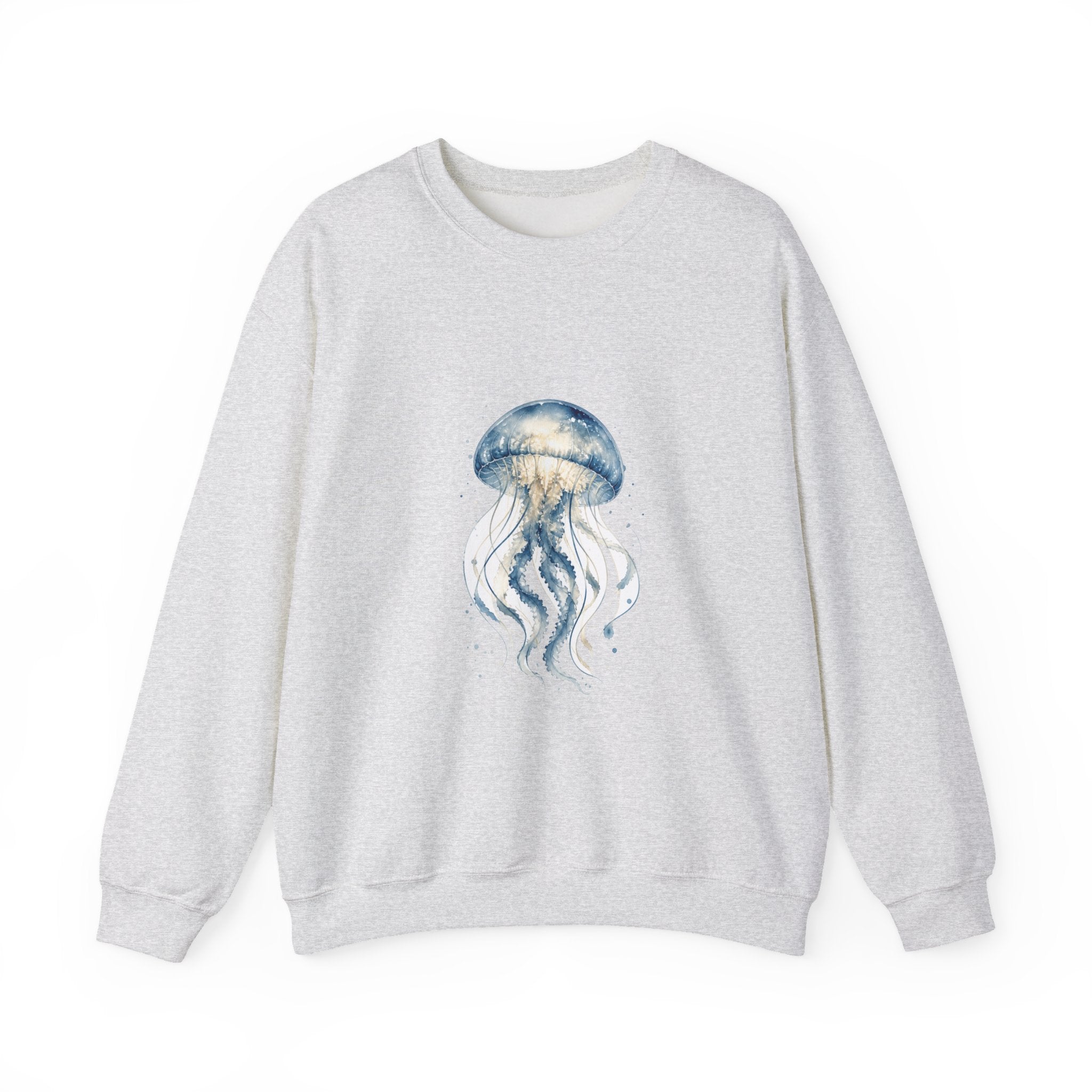 Matching Couple Sweatshirt - Octopus & Jellyfish Matching Couple Crewneck Sweatshirt Watercolor Art His Hers Engagement Gift - Design B