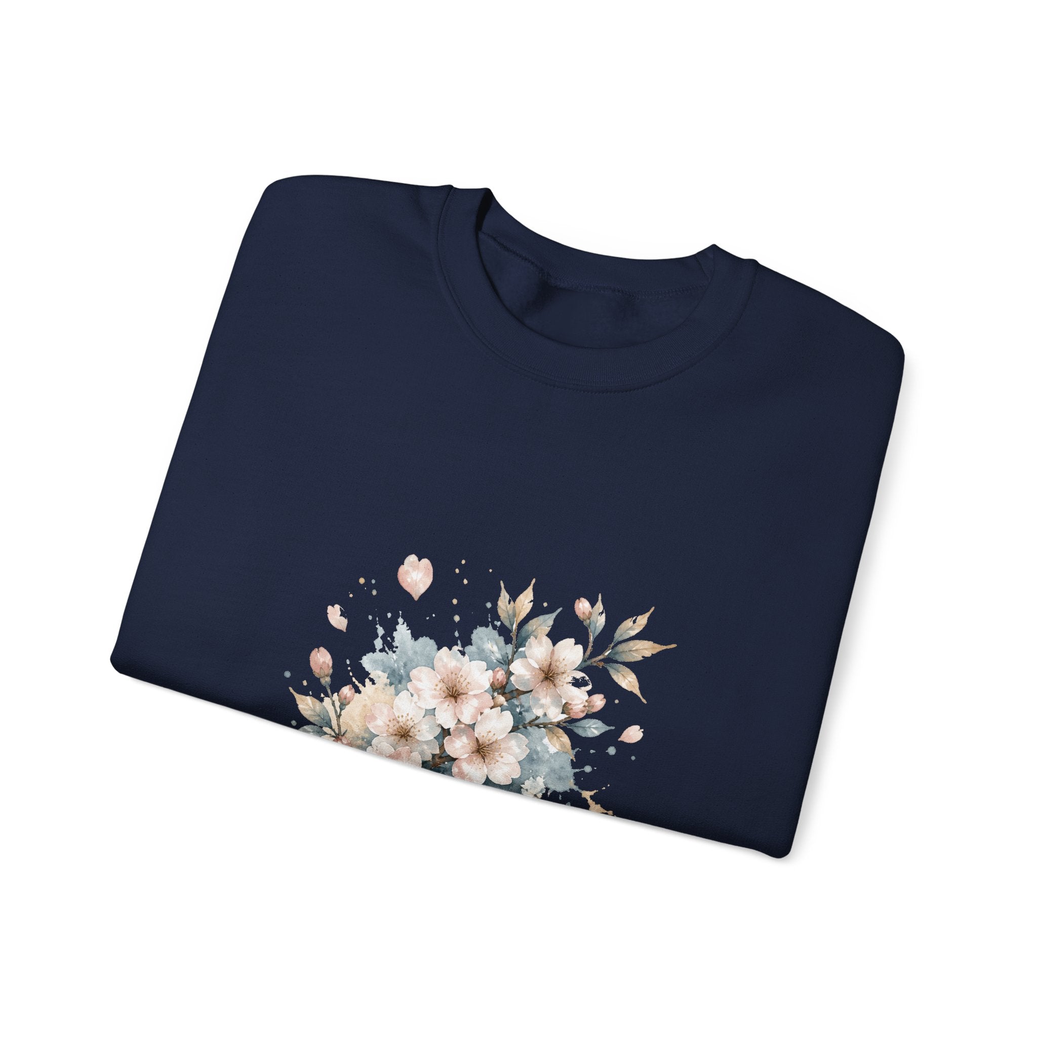 Matching Couple Sweatshirt - Cherry Blossom & Maple Leaf Matching Couple Crewneck Sweatshirt Watercolor Art His Hers Engagement Gift - Design A