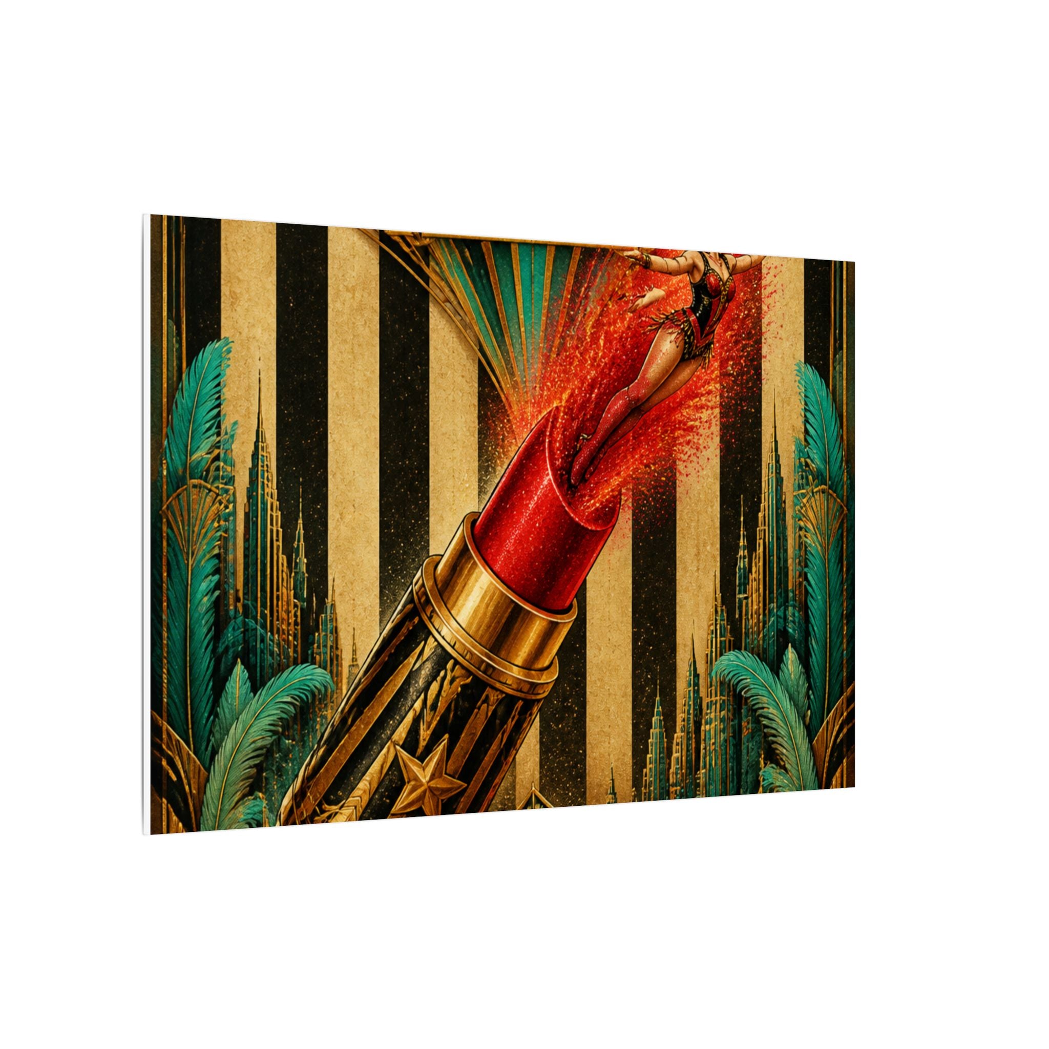 Lipstick Cannon Wall Art Canvas 16×20 Art Deco Entryway Decor Maximalist Print