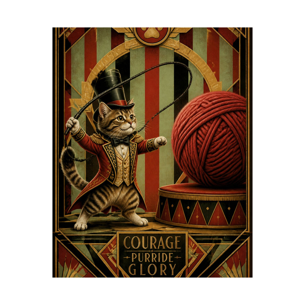 Cat Lion Tamer Wall Art Poster 18×24 Art Deco Entryway Decor Maximalist Print