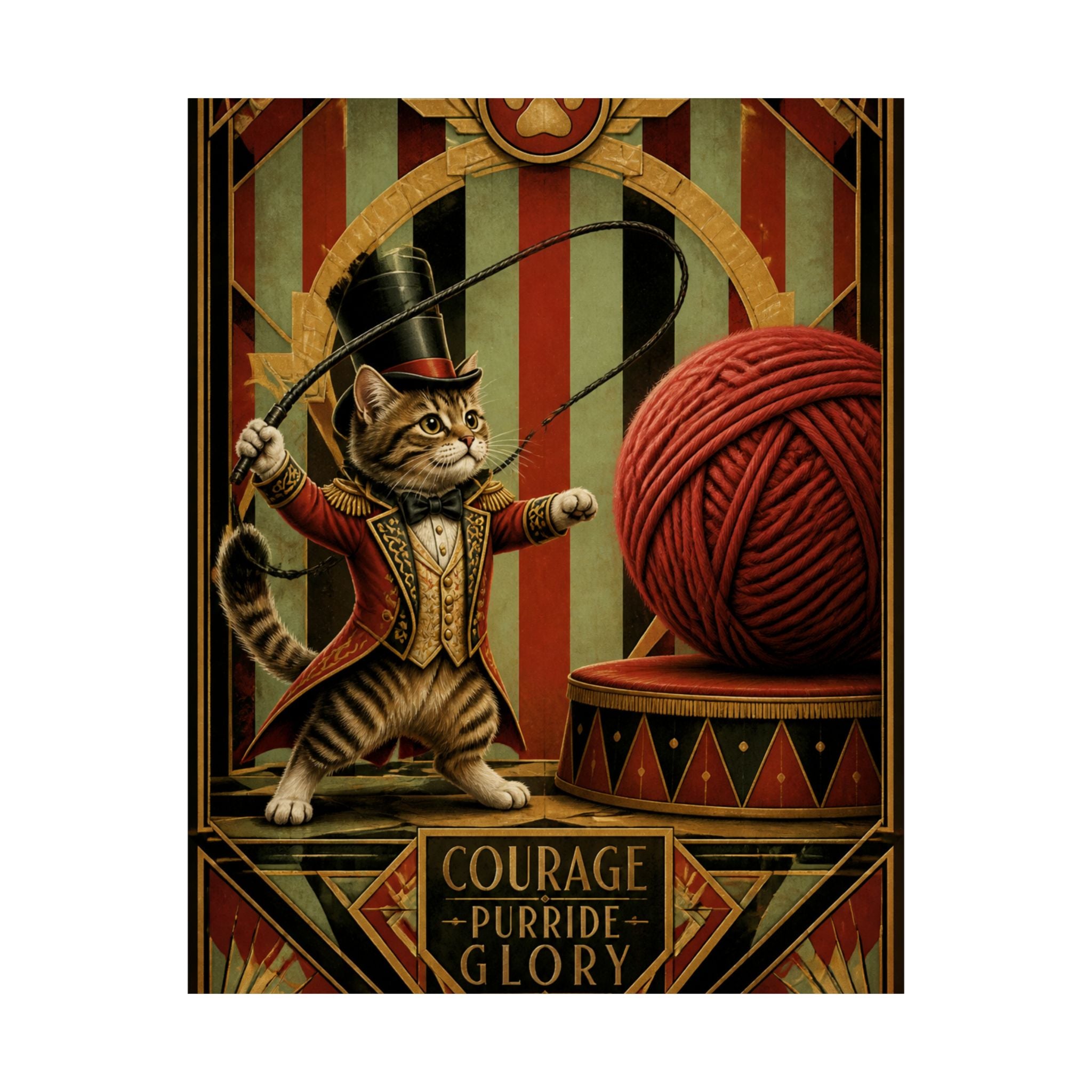 Cat Lion Tamer Wall Art Poster 18×24 Art Deco Entryway Decor Maximalist Print