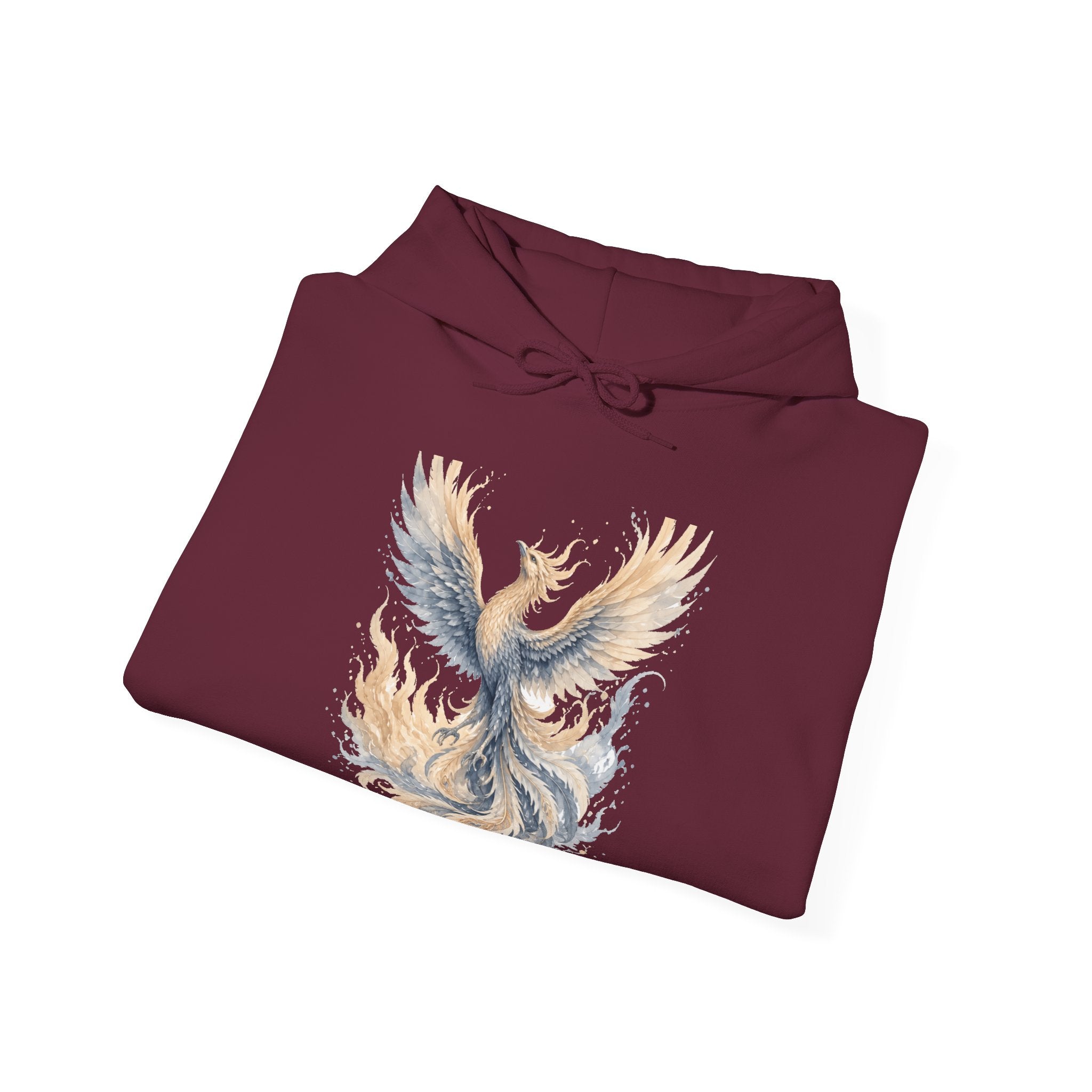 Matching Couple Sweatshirt - Dragon & Phoenix Matching Couple Hooded Sweatshirt Watercolor Art His Hers Engagement Gift - Design B