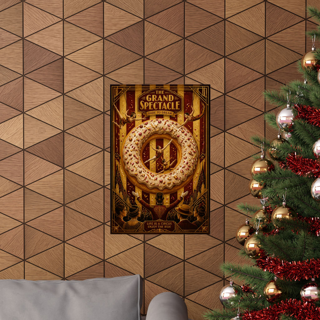 Donut Circus Ring Wall Art Poster 24×36 Art Deco Bar Area Decor Maximalist Print