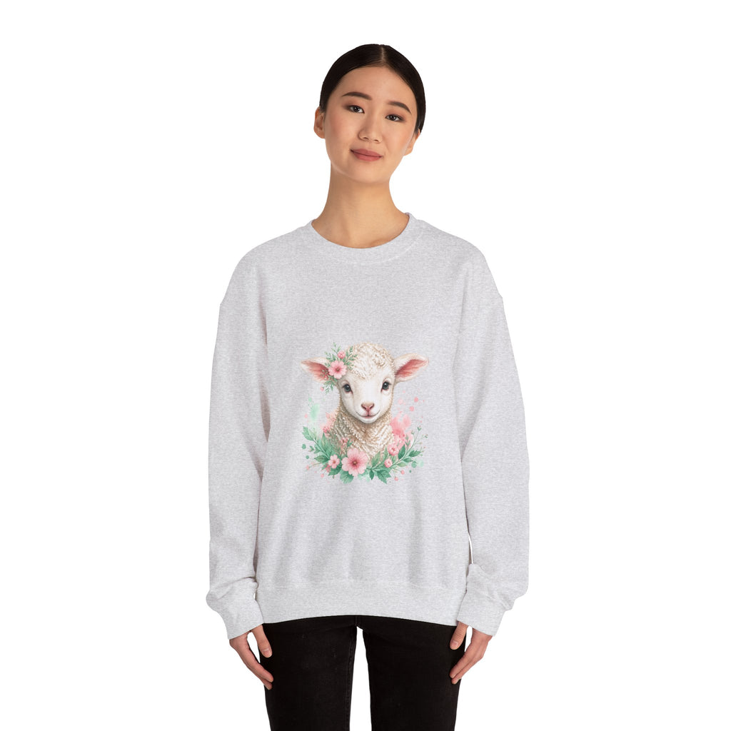 Matching Couple Sweatshirt - Lion & Lamb Matching Couple Premium Fleece Sweatshirt Watercolor Art His Hers Birthday Gift - Design B