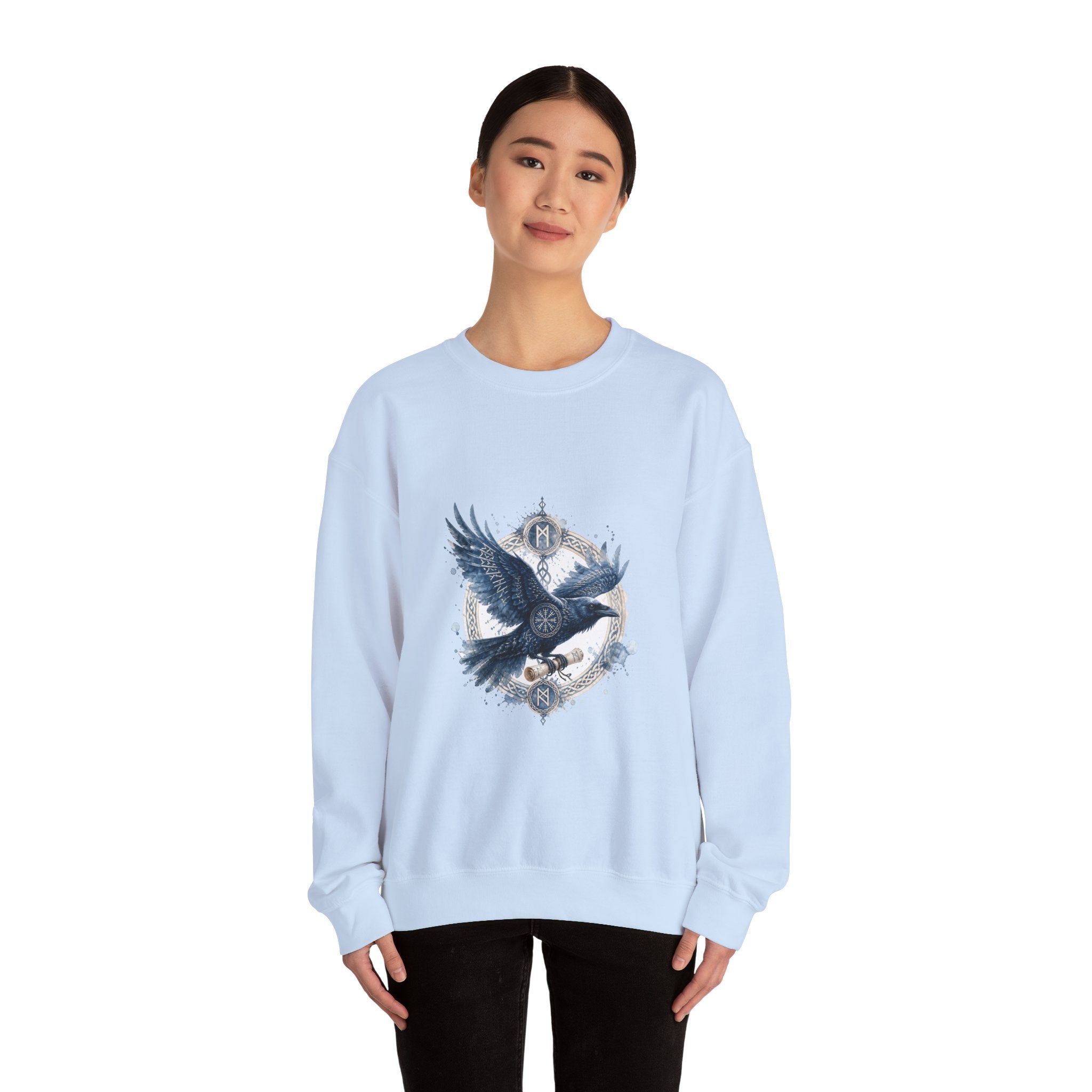 Matching Couple Sweatshirt - Huginn & Muninn Matching Couple Comfort Colors Crew Watercolor Art His Hers Birthday Gift - Design B
