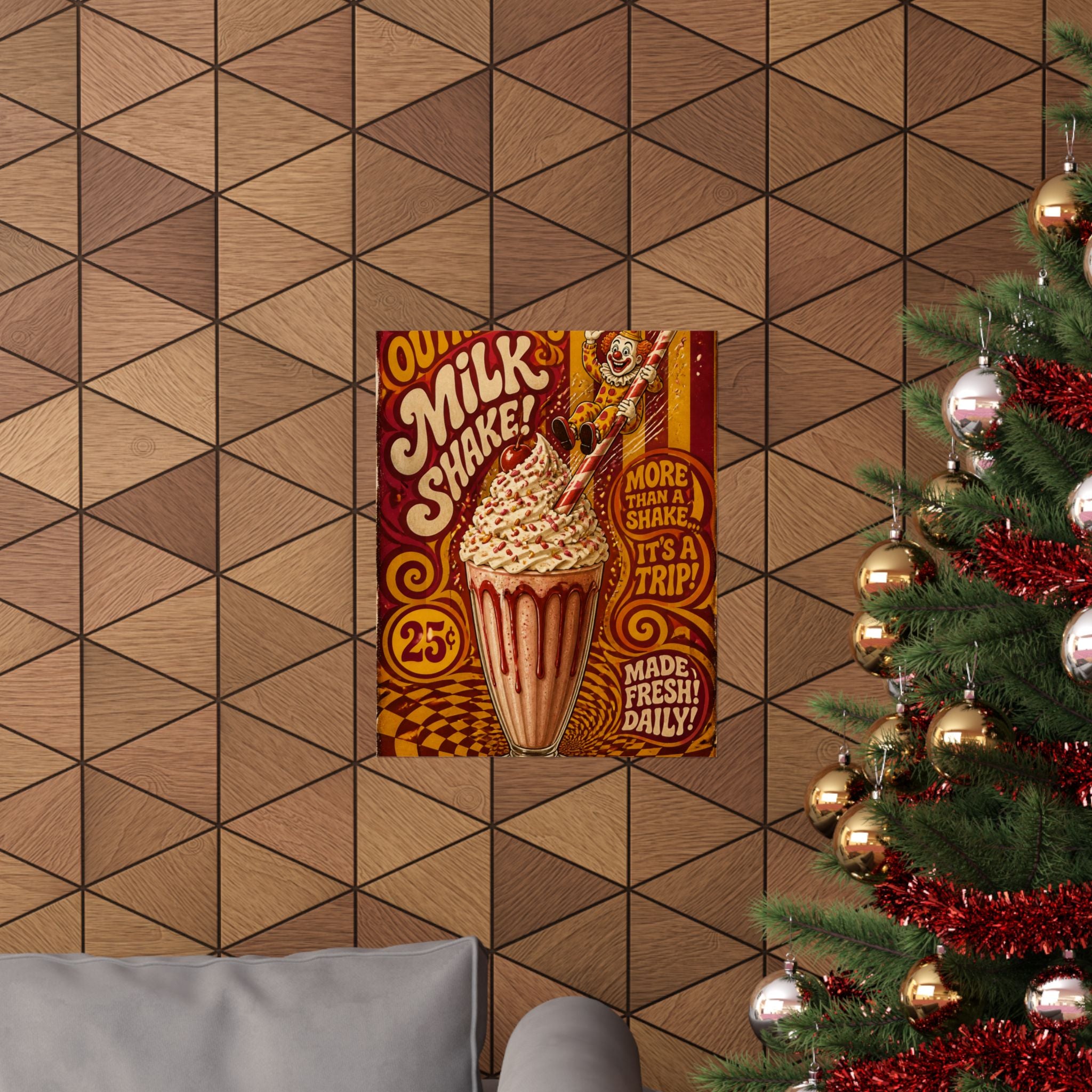 Milkshake Slide Clown Wall Art Poster 24×36 Psychedelic Dining Room Decor Maximalist Print