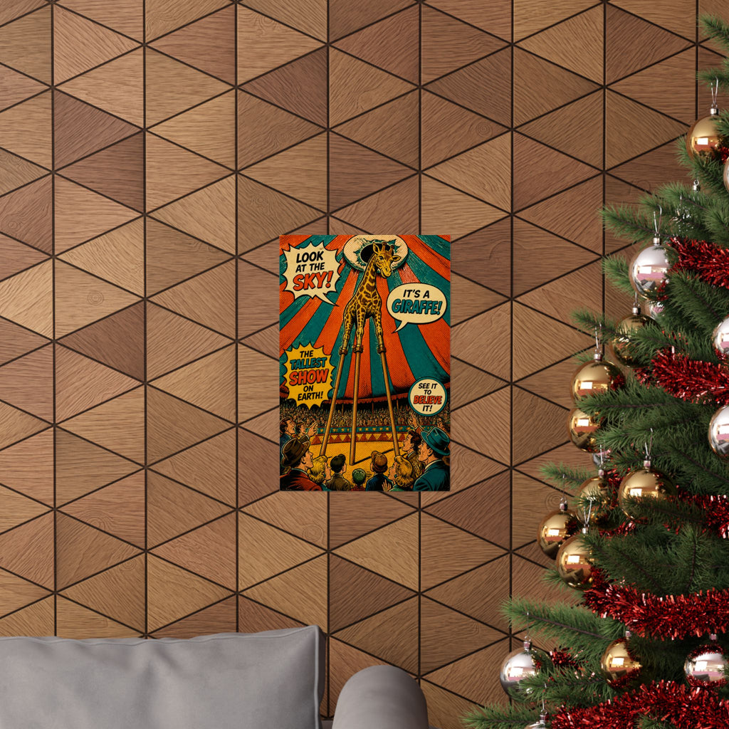 Giraffe on Stilts Wall Art Poster 24×36 Pop Art Restaurant Decor Maximalist Print