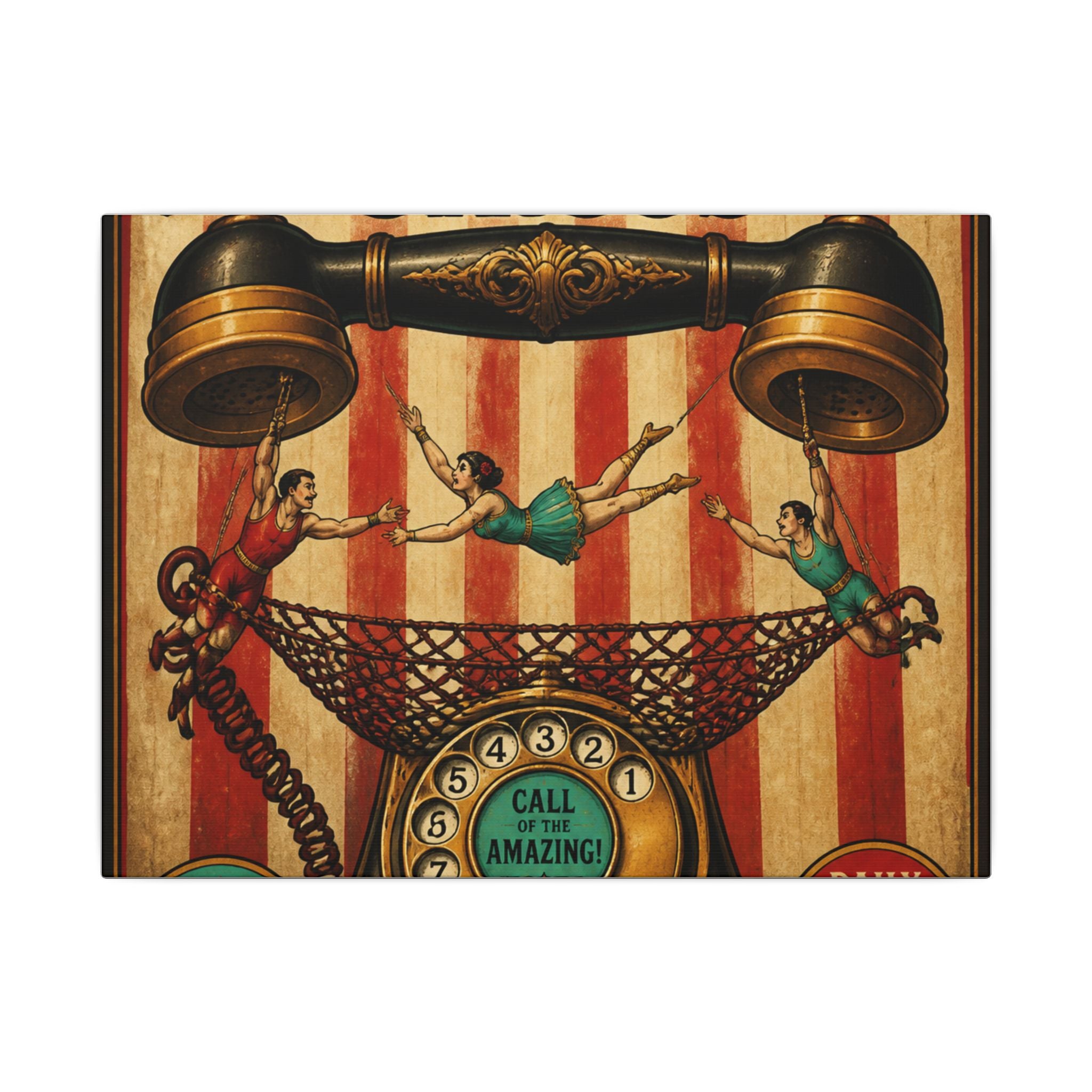 Vintage Telephone Booth Wall Art Canvas 24×36 Vintage Circus Bedroom Decor Maximalist Print