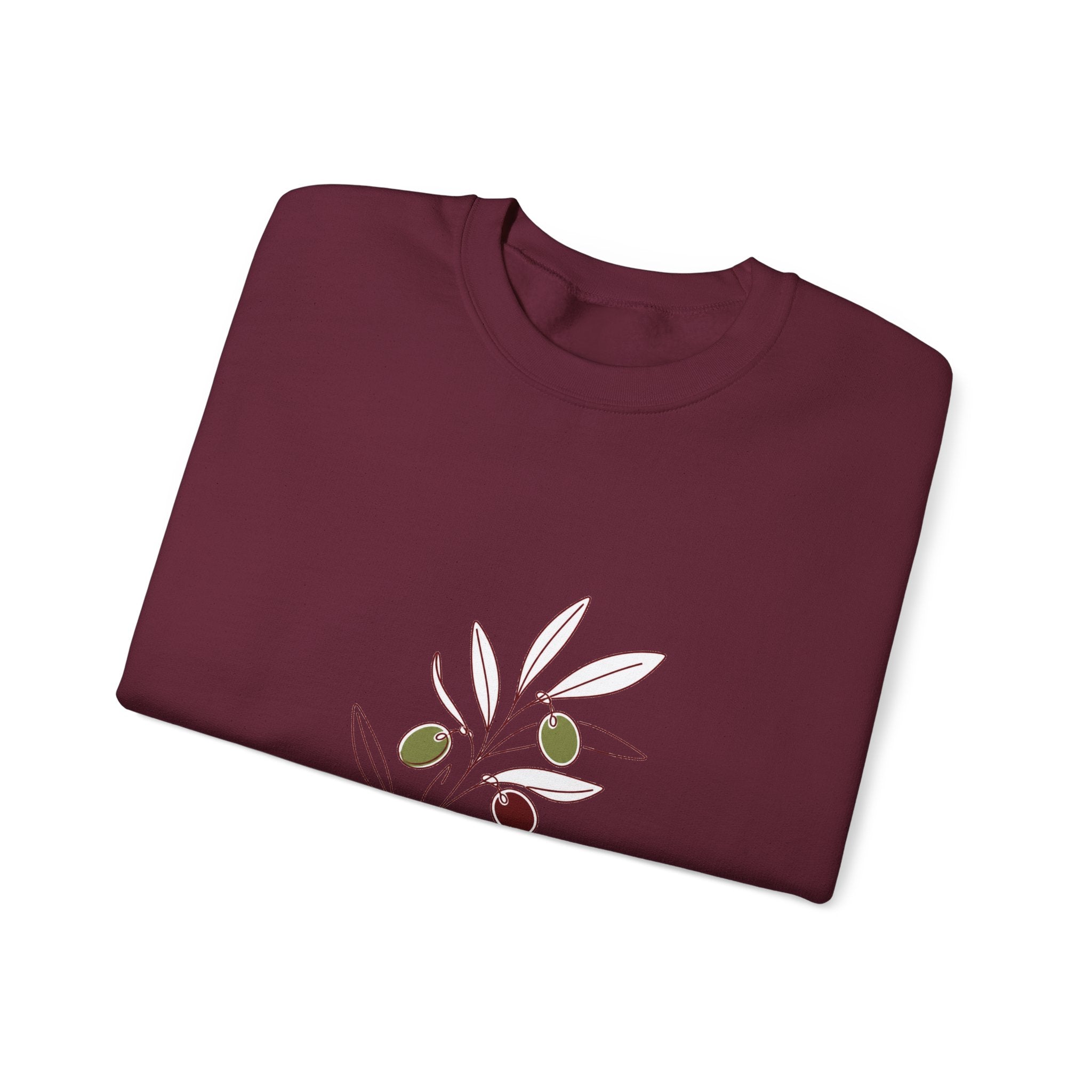 Matching Couple Sweatshirt - Olive Branch & Fig Matching Couple Crewneck Sweatshirt Minimalist Art His Hers Valentine Gift - Design A