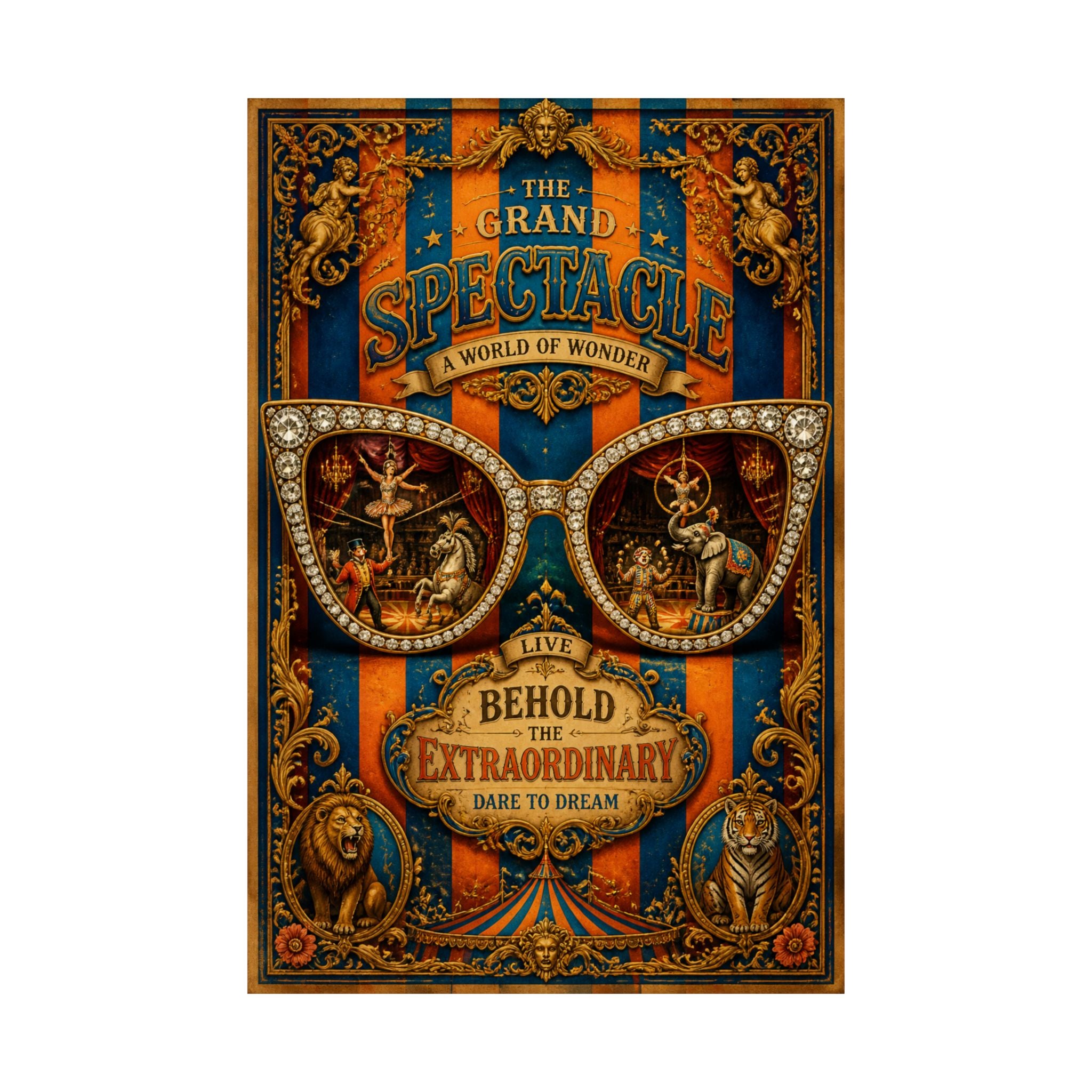 Sunglasses Circus Ring Wall Art Poster 24×36 Baroque Studio Decor Maximalist Print