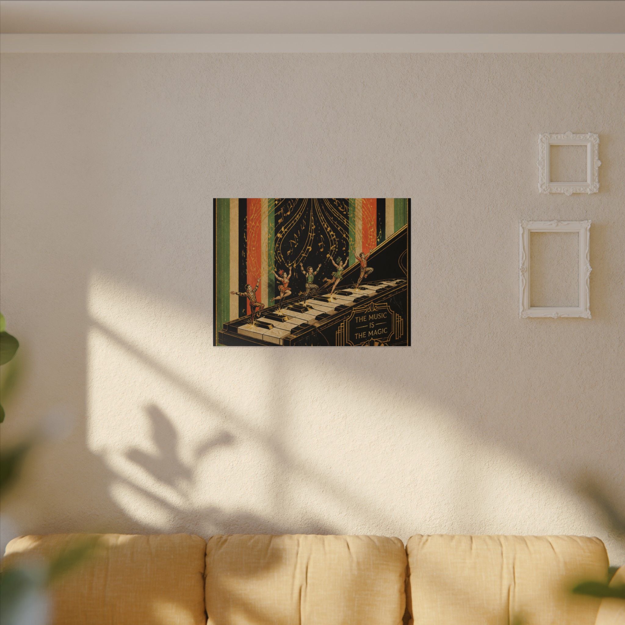 Grand Piano Acrobats Wall Art Canvas 16×20 Art Deco Entryway Decor Maximalist Print