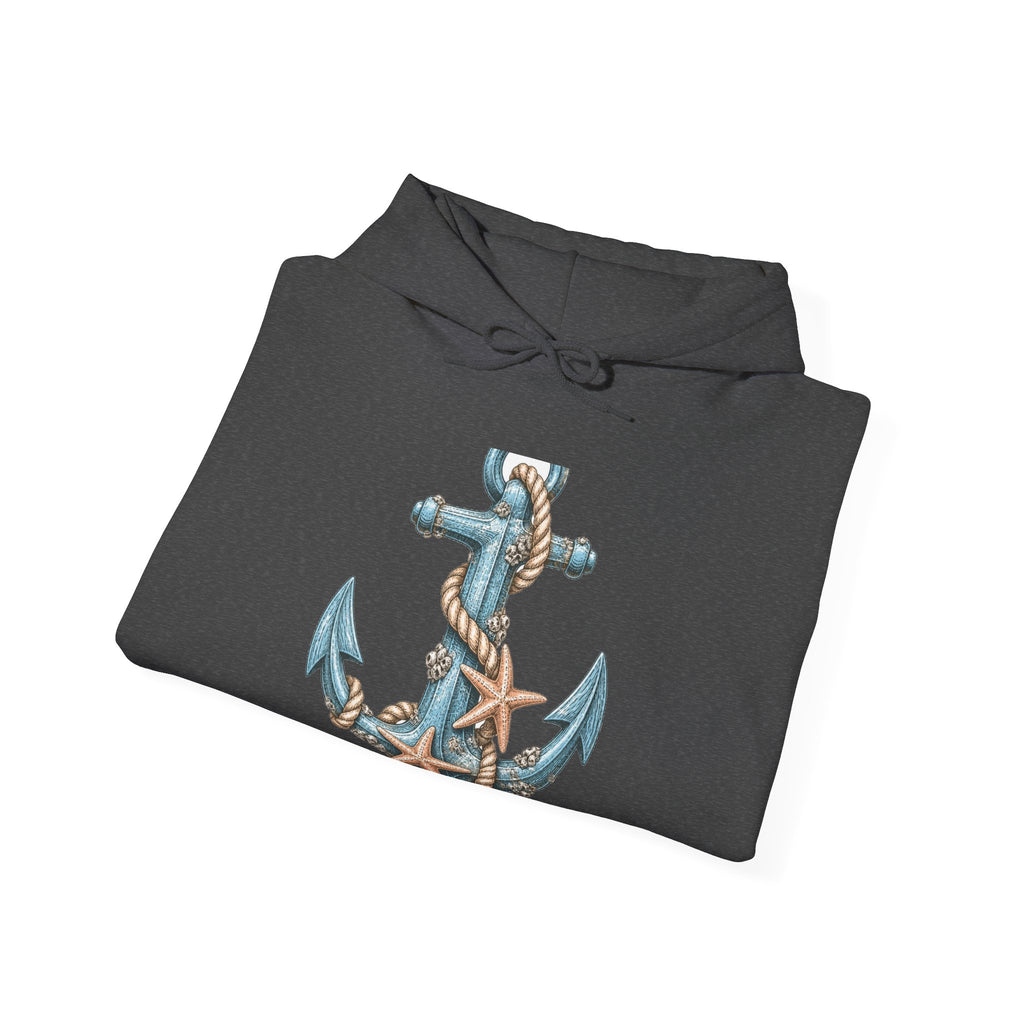 Matching Couple Sweatshirt - Anchor & Sail Matching Couple Hooded Sweatshirt Vintage Art His Hers Wedding Gift - Design A