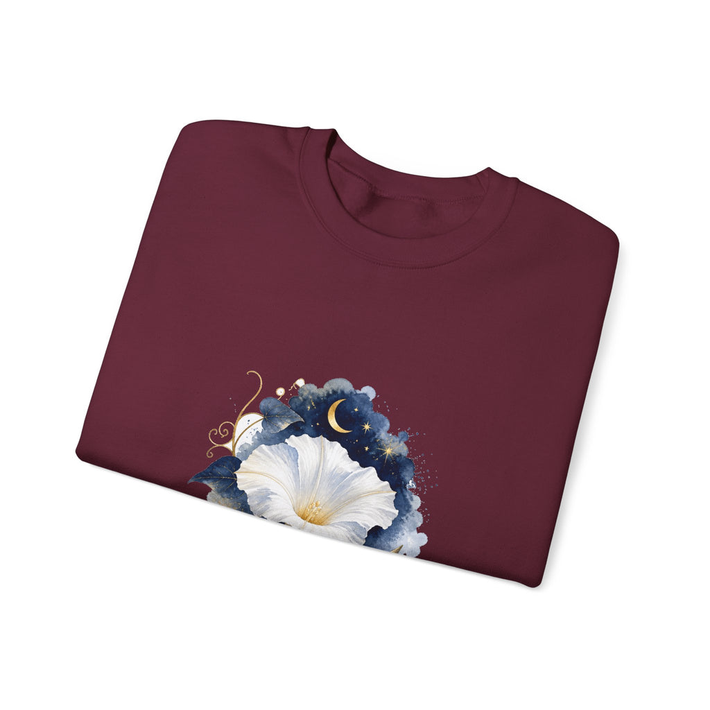 Matching Couple Sweatshirt - Sunflower & Moonflower Matching Couple Premium Fleece Sweatshirt Watercolor Art His Hers Birthday Gift - Design B
