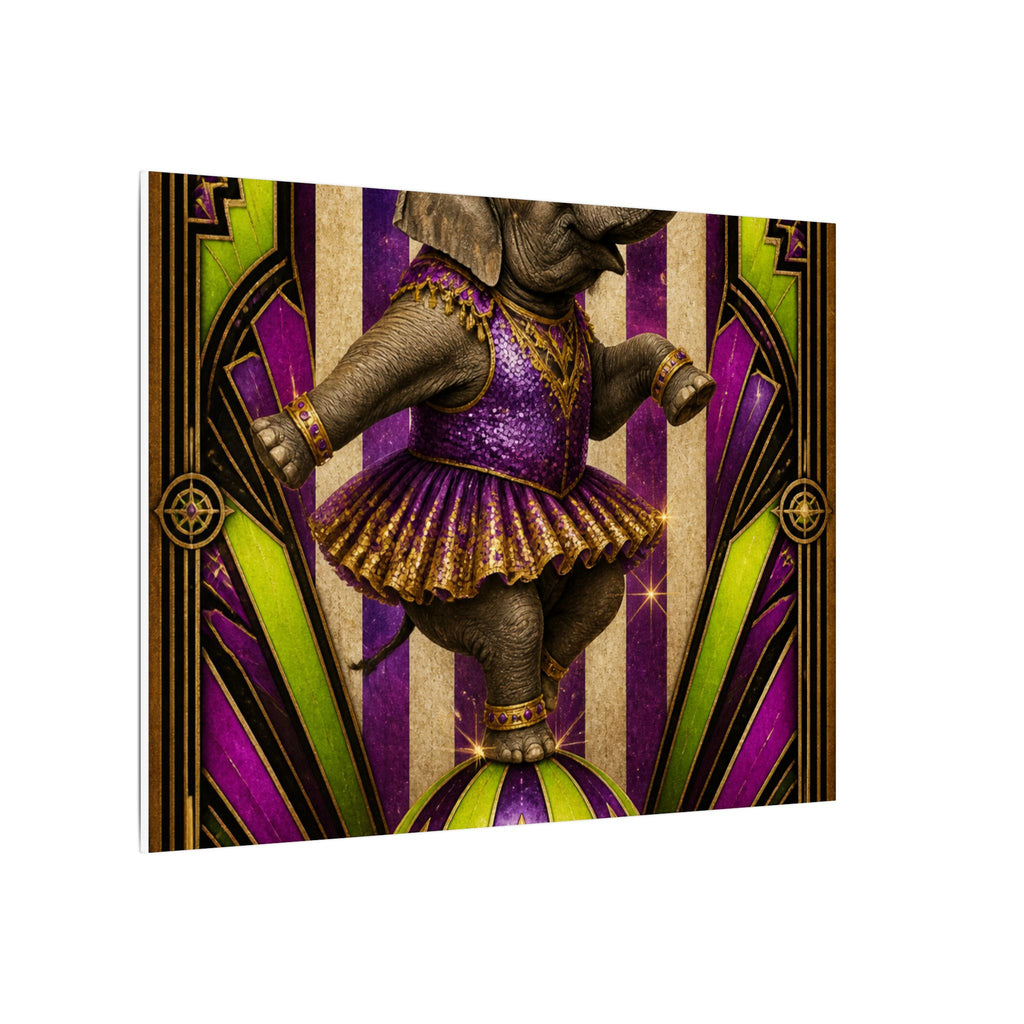 Elephant on Ball Wall Art Canvas 24×36 Art Deco Bar Area Decor Maximalist Print