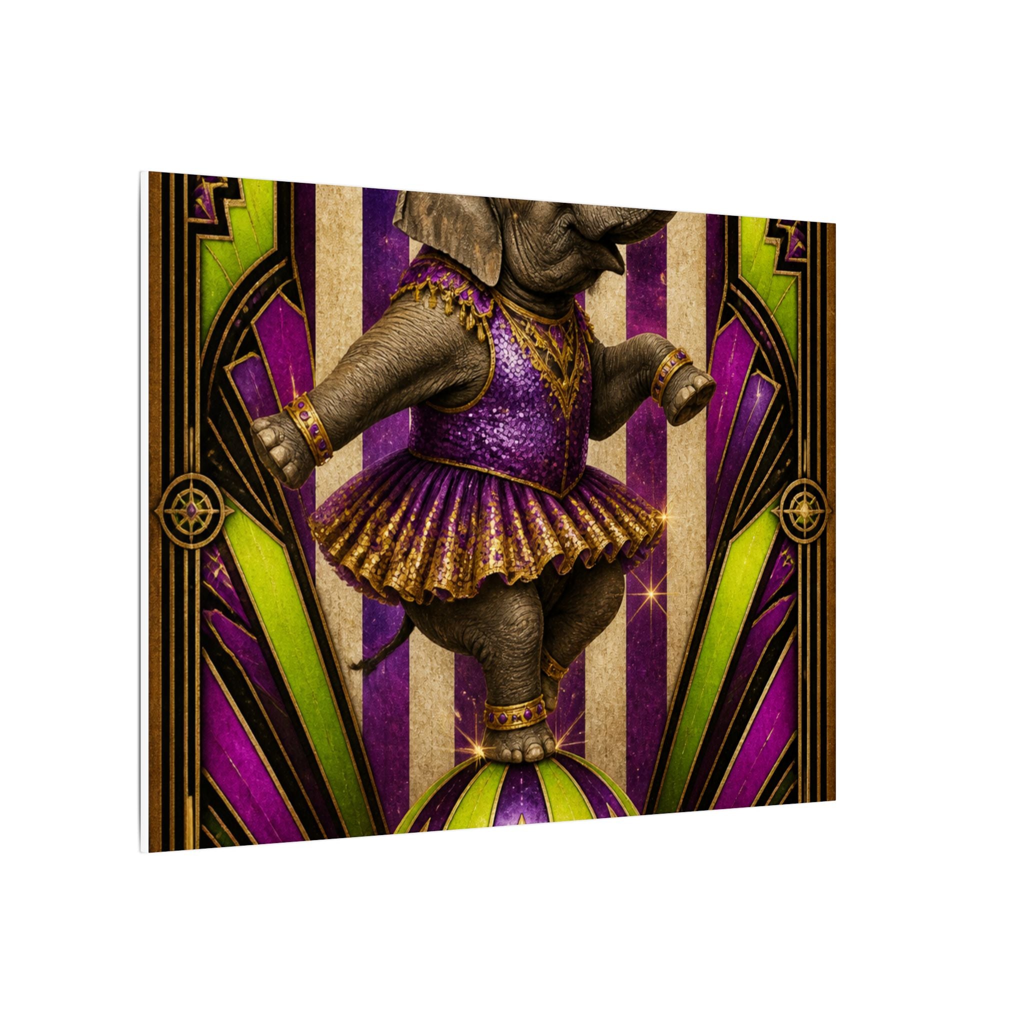 Elephant on Ball Wall Art Canvas 24×36 Art Deco Bar Area Decor Maximalist Print
