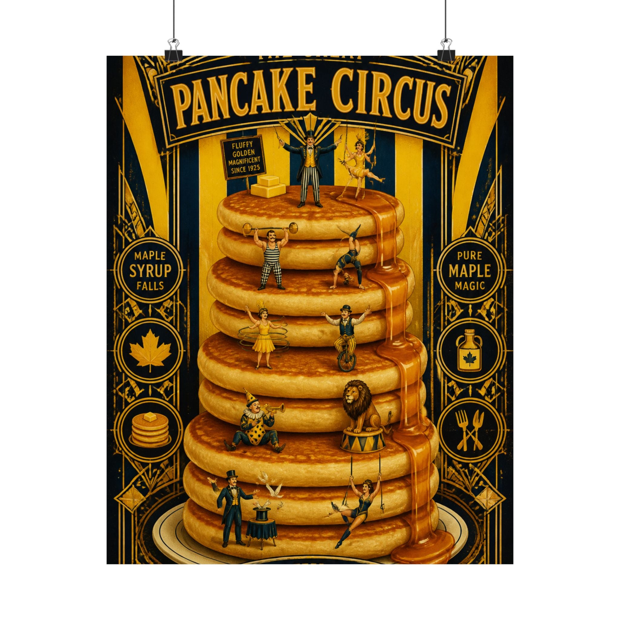 Pancake Stack Platform Wall Art Poster 24×36 Art Deco Bar Area Decor Maximalist Print