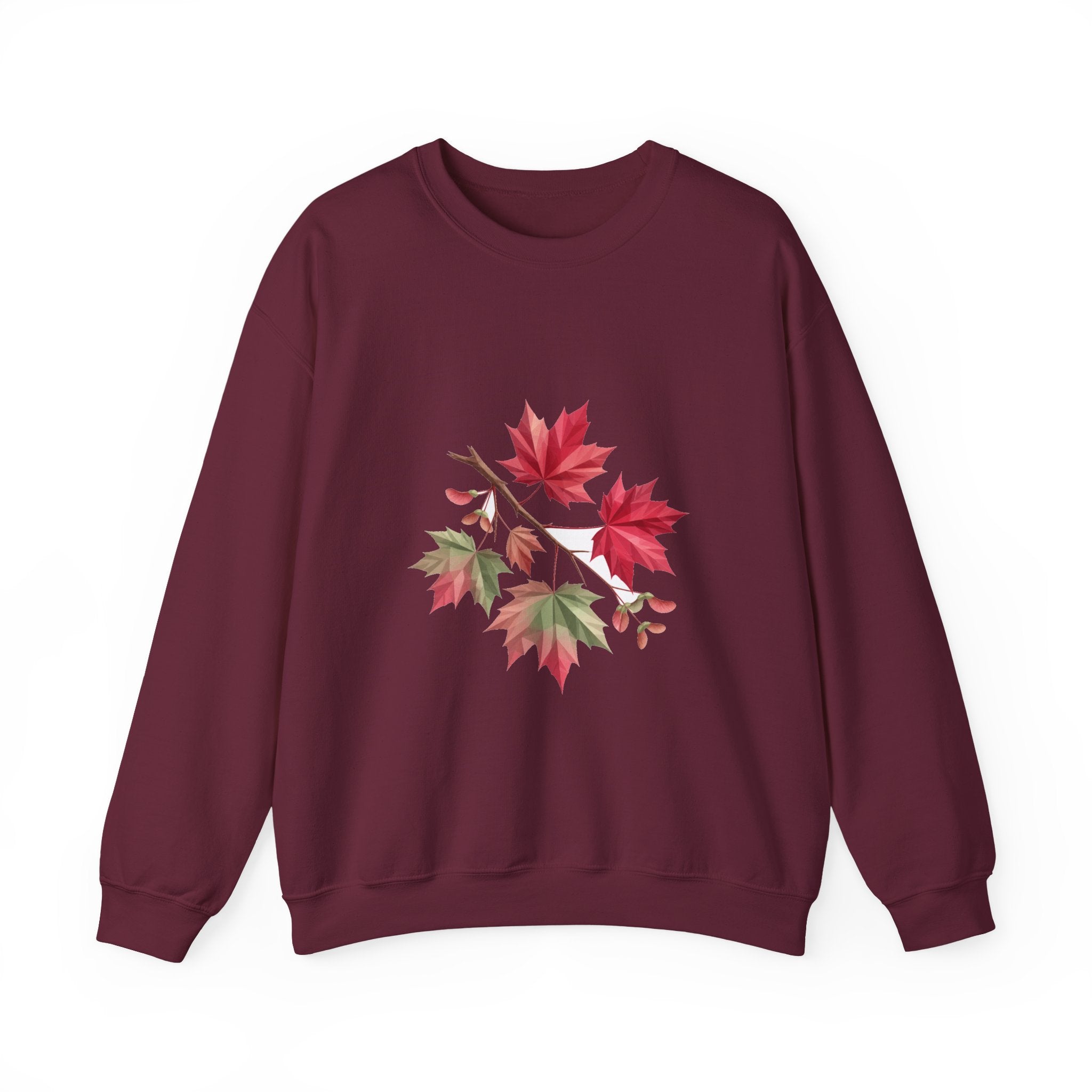 Matching Couple Sweatshirt - Cherry Blossom & Maple Leaf Matching Couple Premium Fleece Sweatshirt Geometric Art His Hers Love Gift - Design B