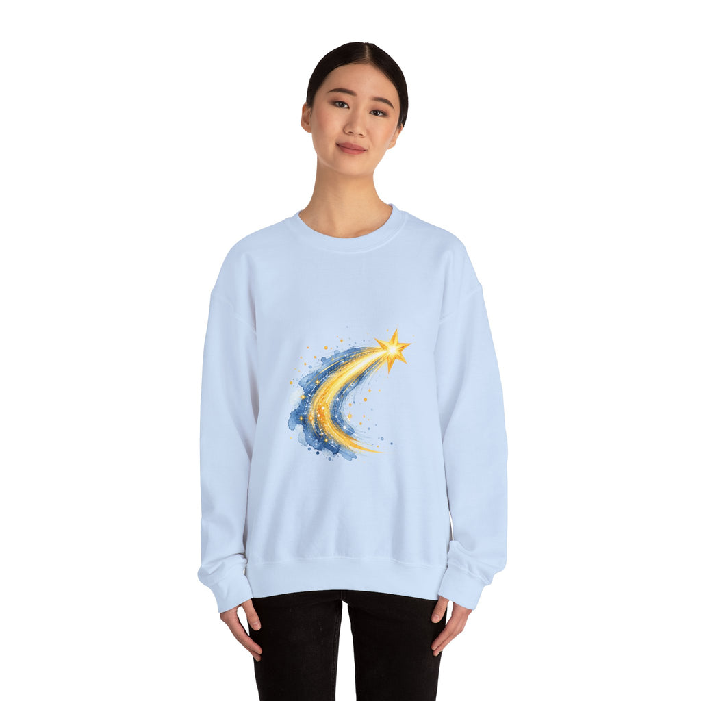 Matching Couple Sweatshirt - Shooting Star & North Star Matching Couple Comfort Colors Crew Watercolor Art His Hers Birthday Gift - Design A