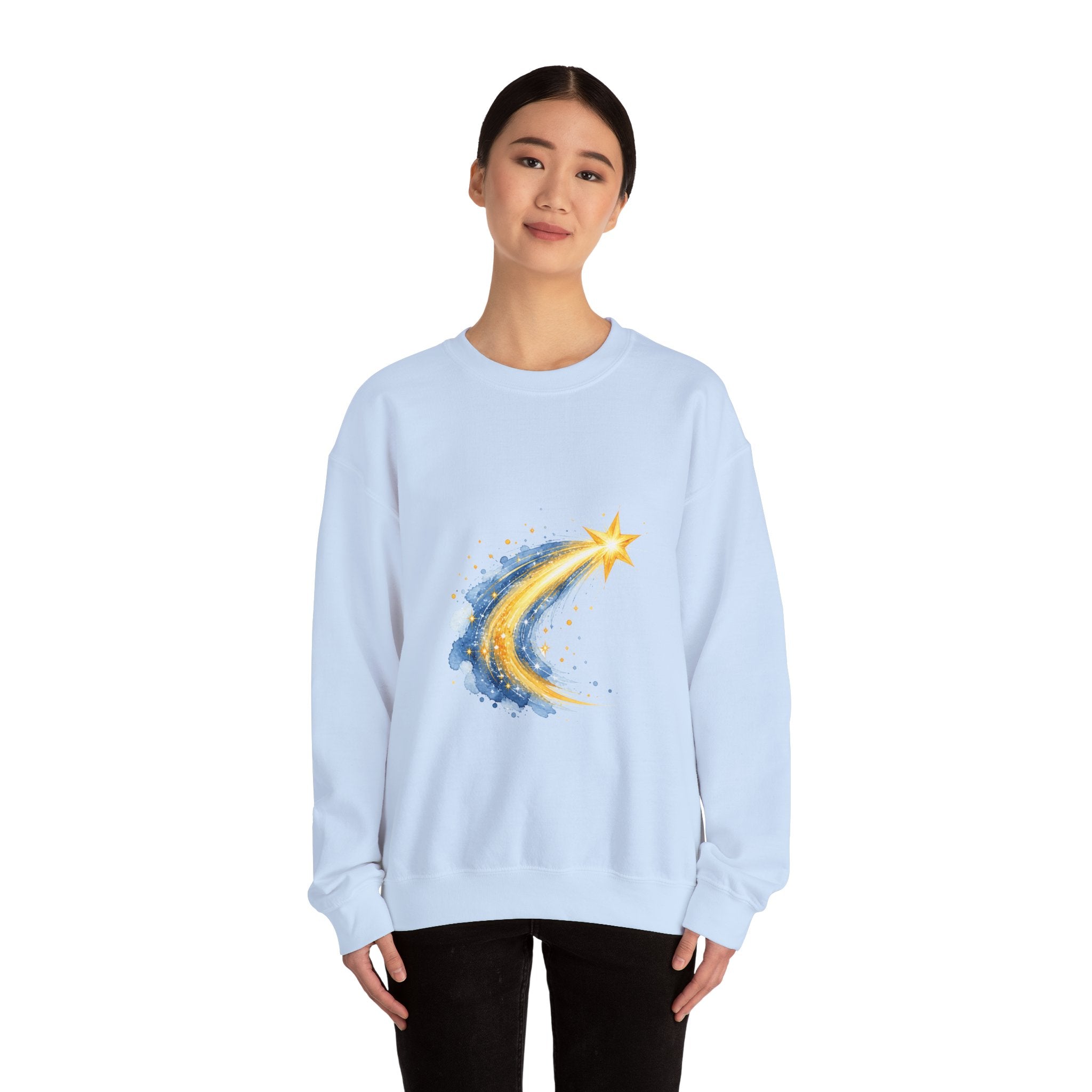 Matching Couple Sweatshirt - Shooting Star & North Star Matching Couple Comfort Colors Crew Watercolor Art His Hers Birthday Gift - Design A