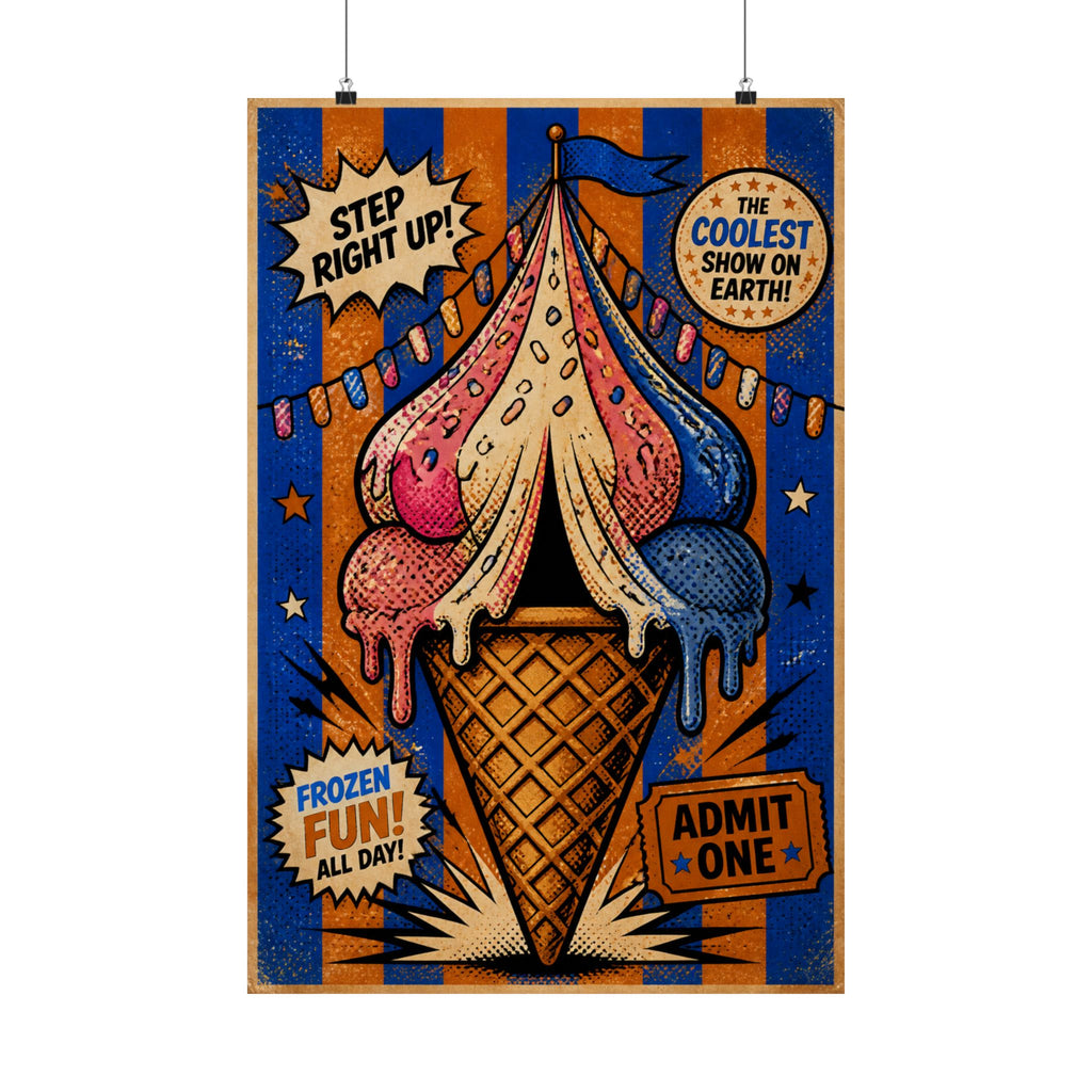 Ice Cream Cone Circus Tent Wall Art Poster 18×24 Pop Art Living Room Decor Maximalist Print