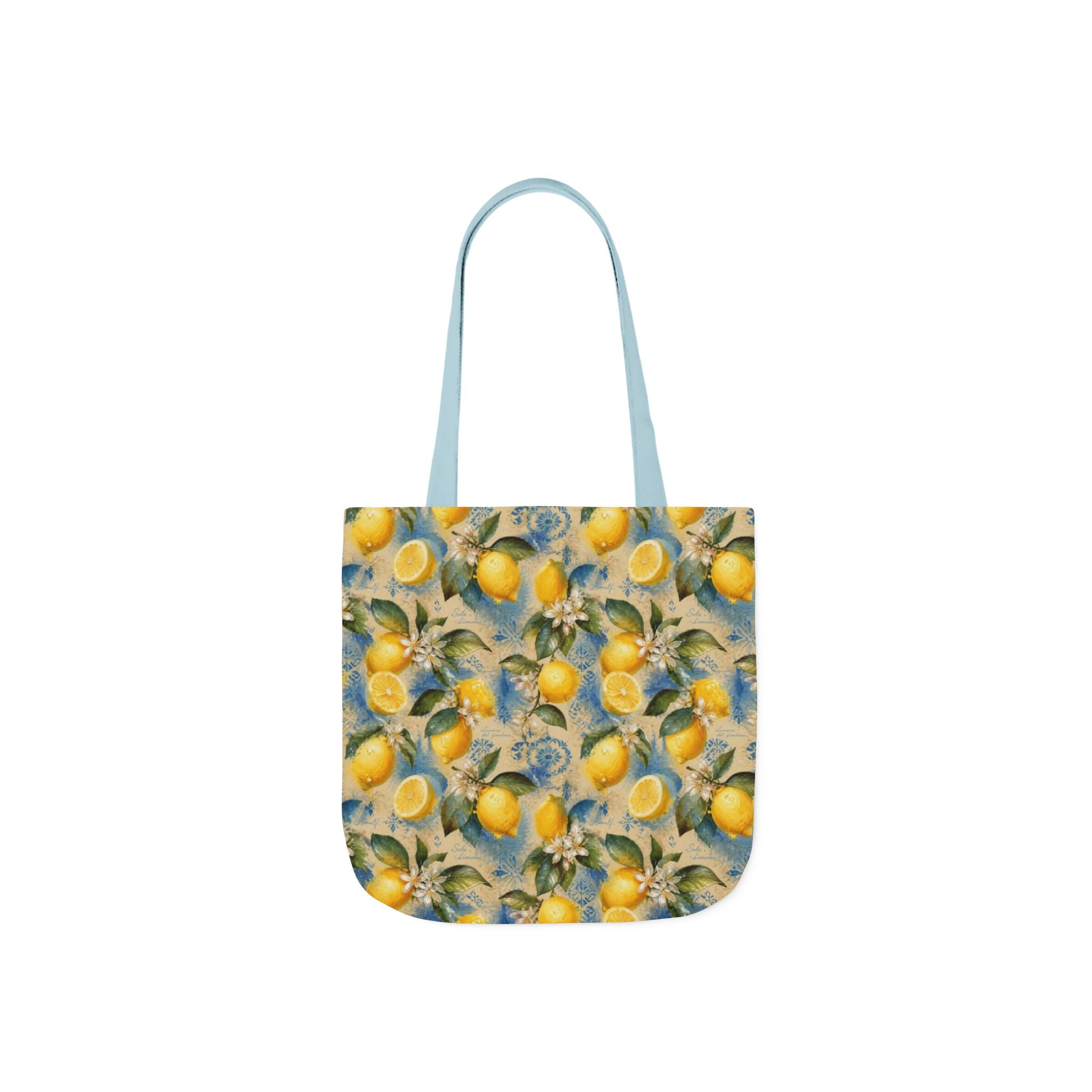 Meyer Lemons Canvas Tote Bag Mediterranean Kitchen Watercolor Splash Design Italian Cottagecore Gift