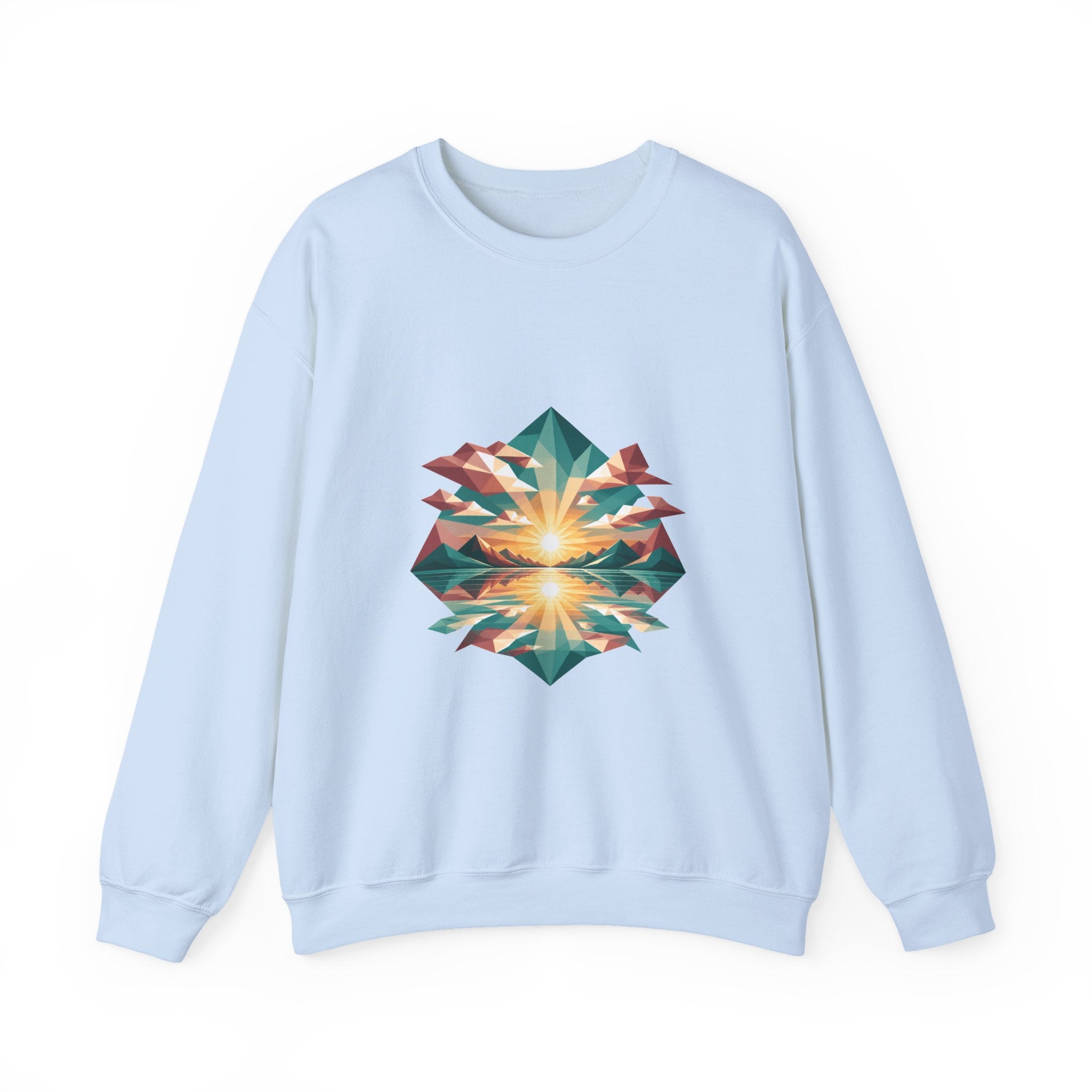 Matching Couple Sweatshirt - Sunrise & Sunset Matching Couple Premium Fleece Sweatshirt Geometric Art His Hers Love Gift - Design A