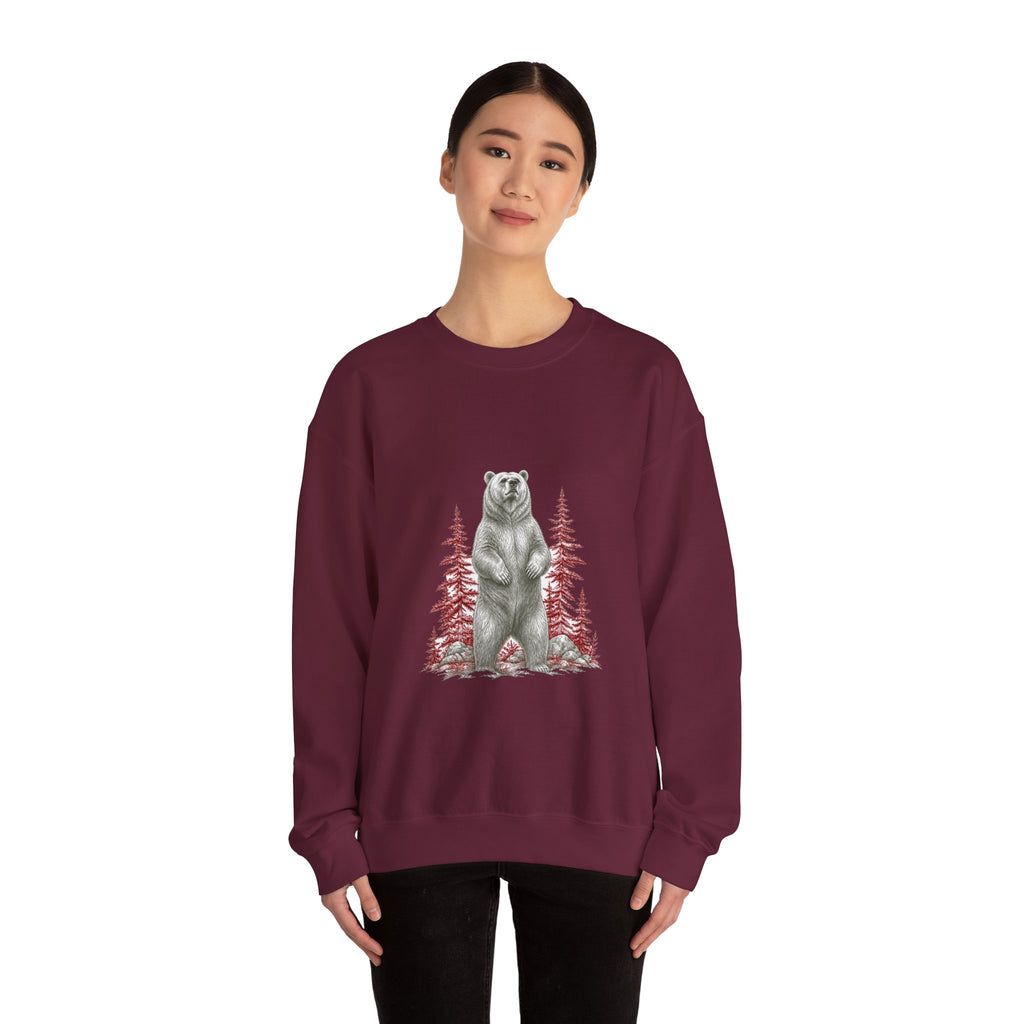Matching Couple Sweatshirt - Bear & Deer Matching Couple Premium Fleece Sweatshirt Hand-Drawn Art His Hers Anniversary Gift - Design A