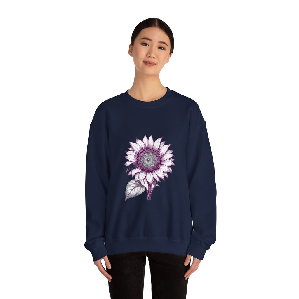 Matching Couple Sweatshirt - Sunflower & Moonflower Matching Couple Premium Fleece Sweatshirt Hand-Drawn Art His Hers Anniversary Gift - Design A