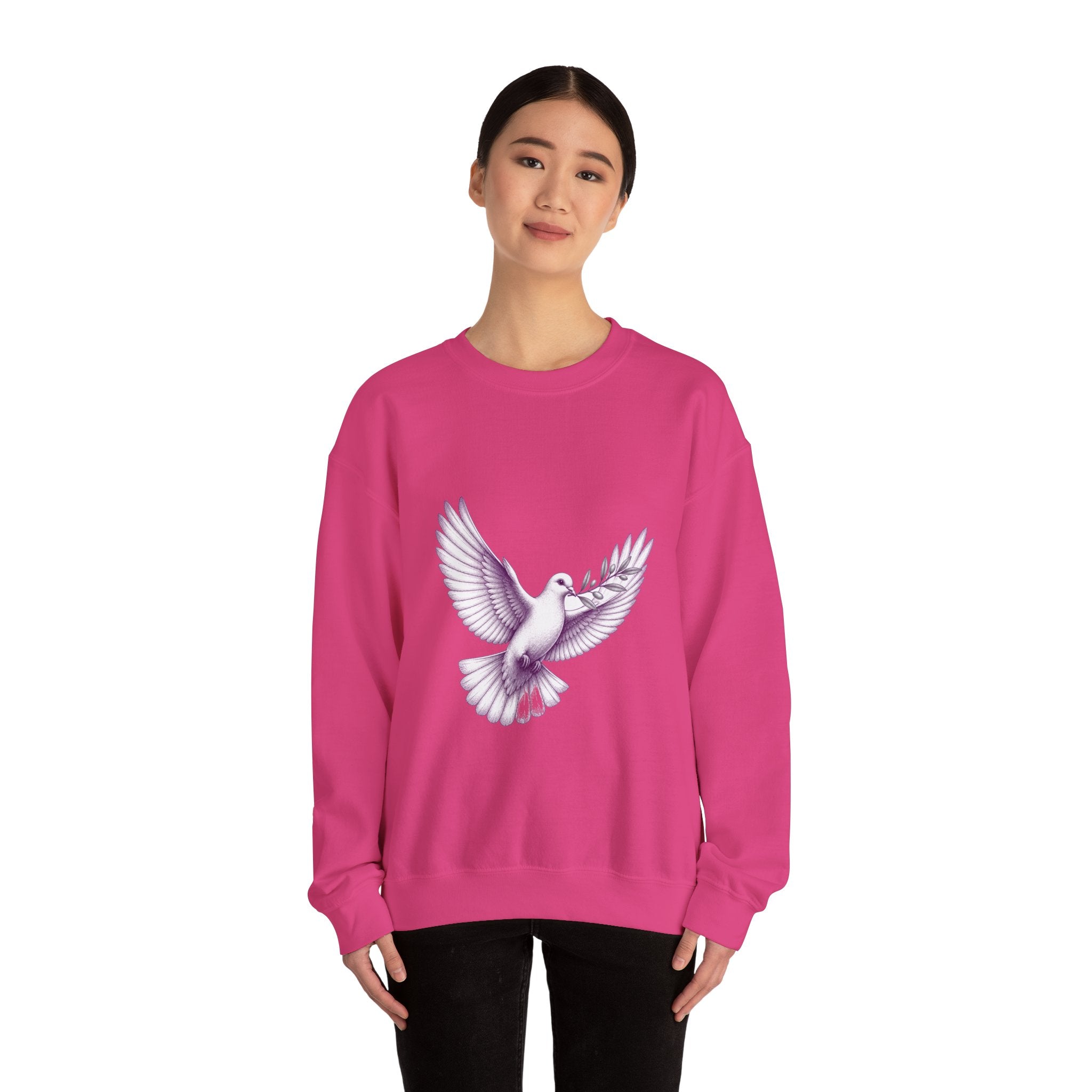 Matching Couple Sweatshirt - Wolf & Dove Matching Couple Comfort Colors Crew Hand-Drawn Art His Hers Anniversary Gift - Design B