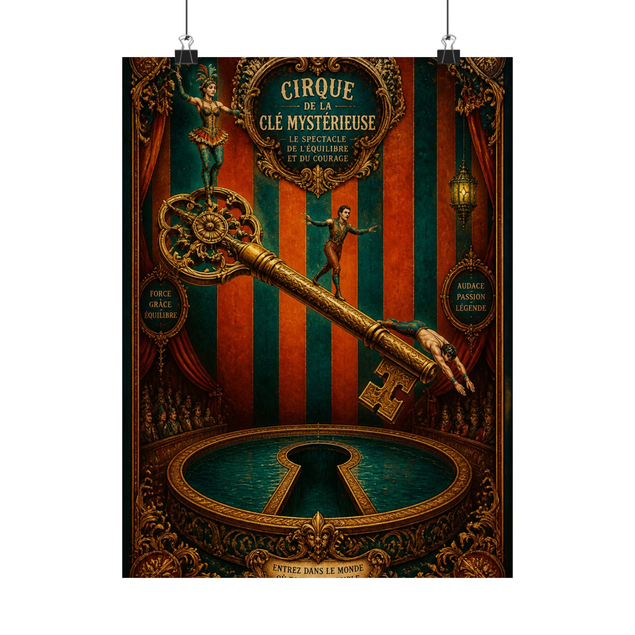Giant Key Performance Wall Art Poster 24×36 Baroque Studio Decor Maximalist Print
